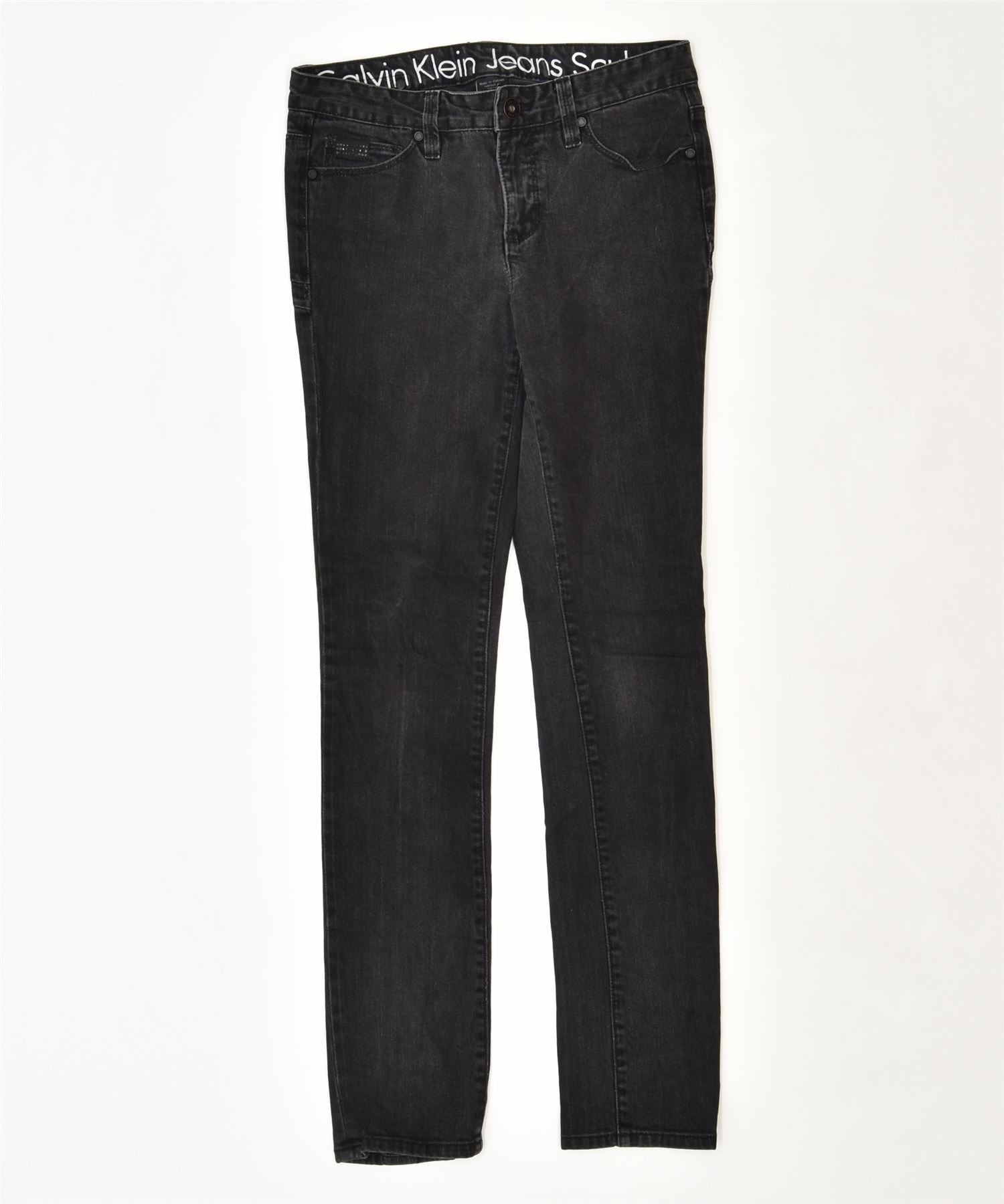 Image of CALVIN KLEIN Womens Slim Jeans W30 L31 Black Cotton