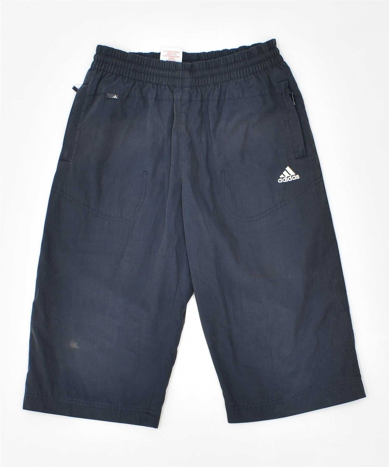 ADIDAS Boys Bermuda Shorts 7-8 Years Navy Blue Polyester