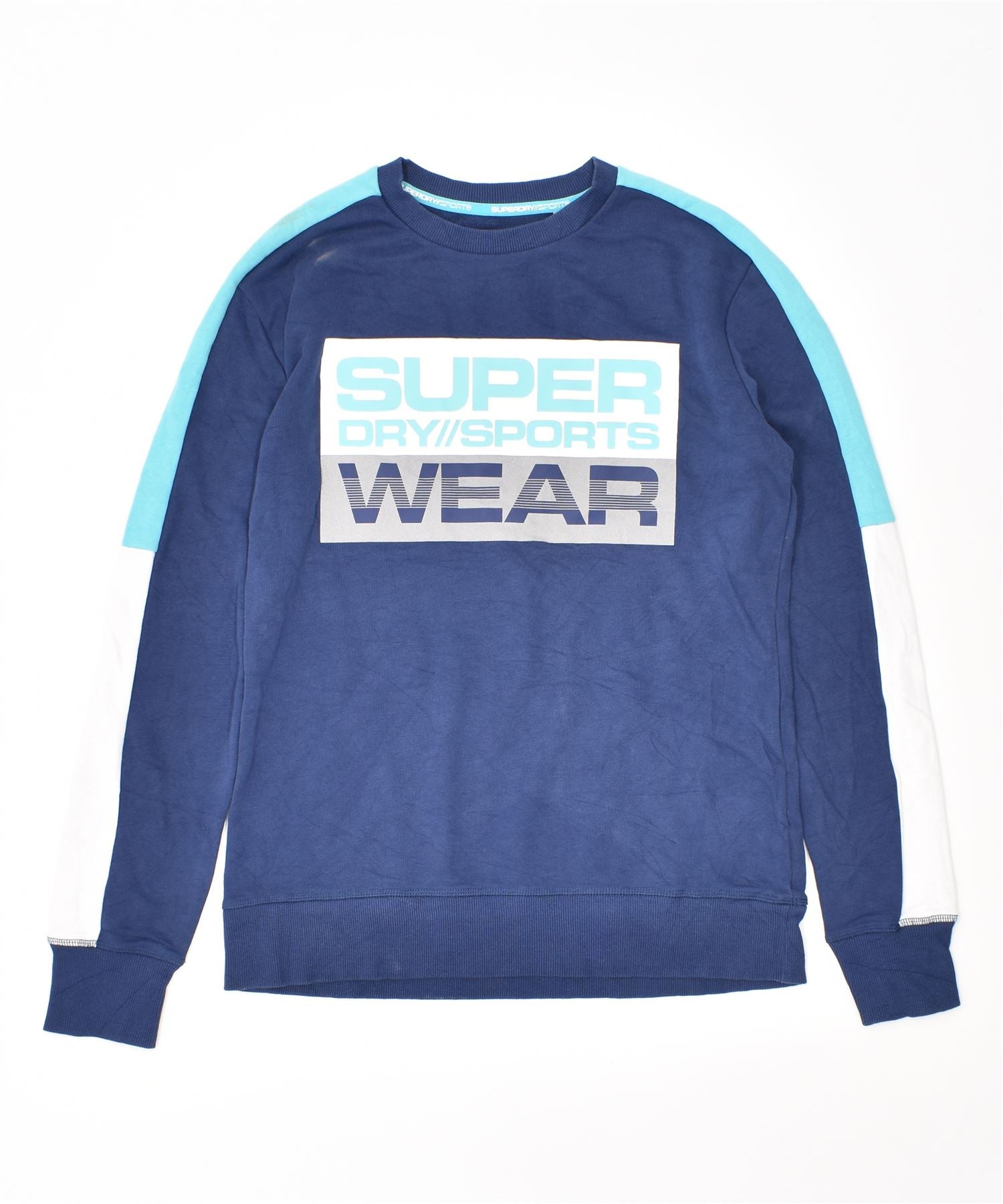 image of SUPERDRY Mens Graphic Sweatshirt Jumper Small Blue Cotton