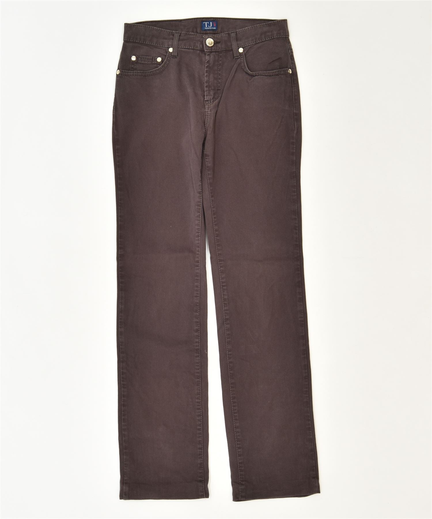 image of TRUSSARDI Womens Slim Casual Trousers W24 L30 Brown Cotton