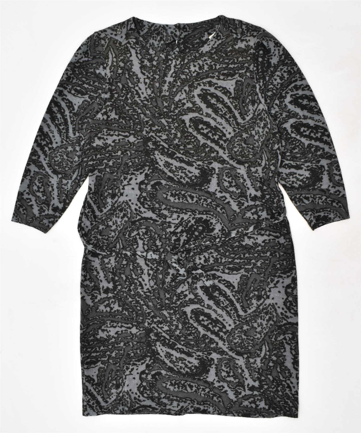 Image of VINTAGE Womens Oversized Jumper Dress UK 16 Large Grey Paisley