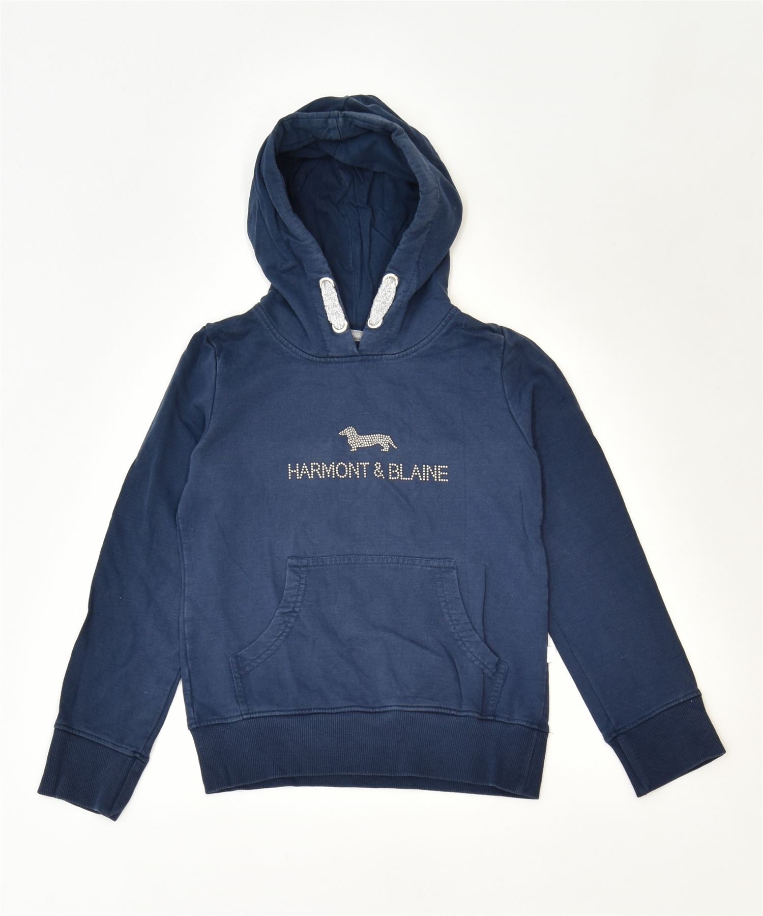 image of HARMOUNT & BLAINE Girls Graphic Hoodie Jumper 7-8 Years Navy Blue