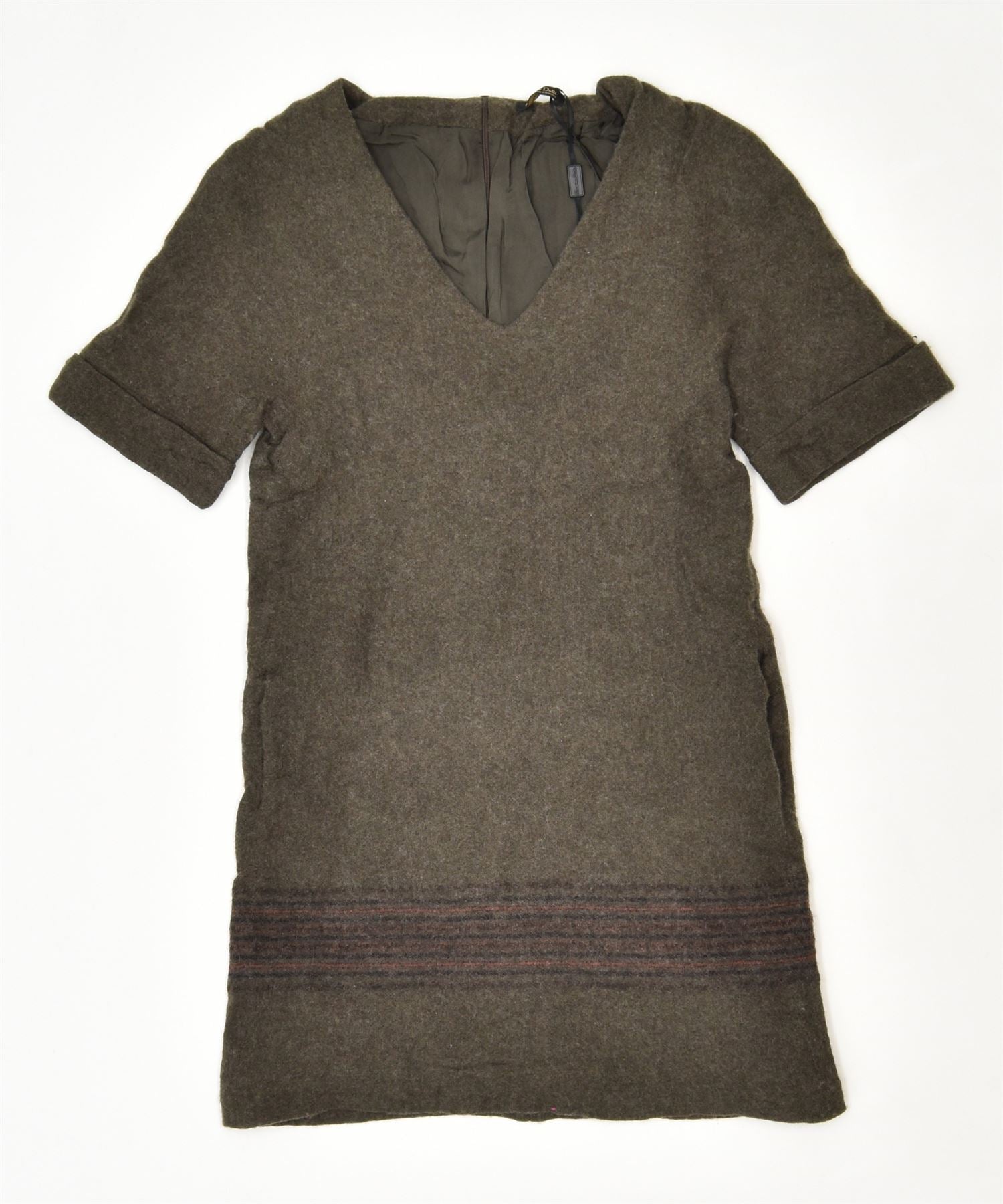 image of MASSIMO DUTTI Womens Basic Dress UK 8 Small Khaki