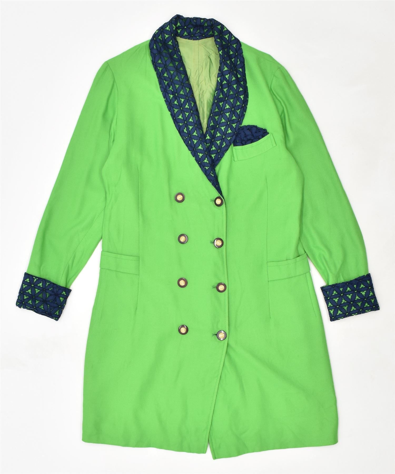 Image of VINTAGE Womens Double Breasted Overcoat UK 14 Large Green