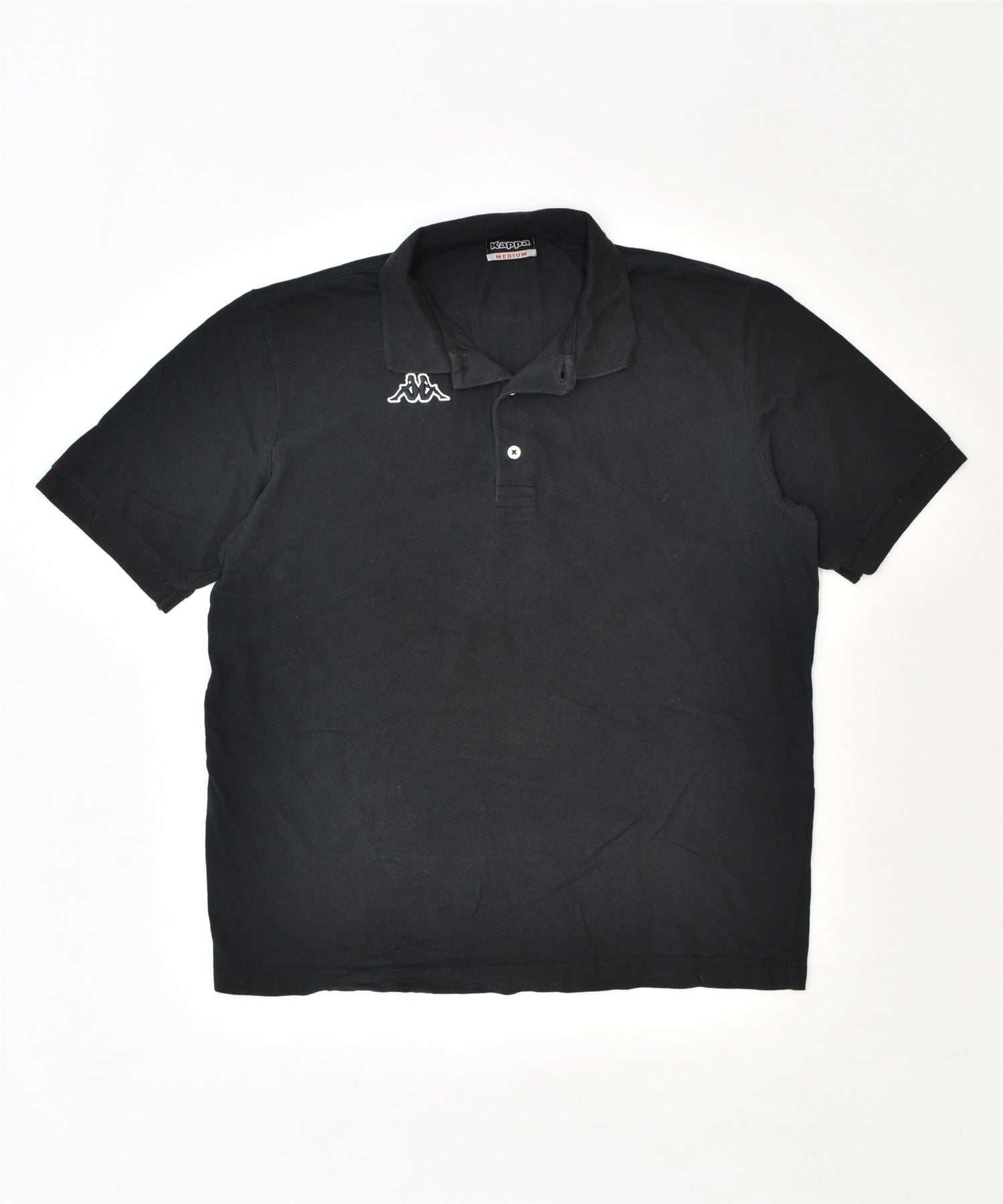 image of KAPPA Mens Polo Shirt Medium Black Cotton