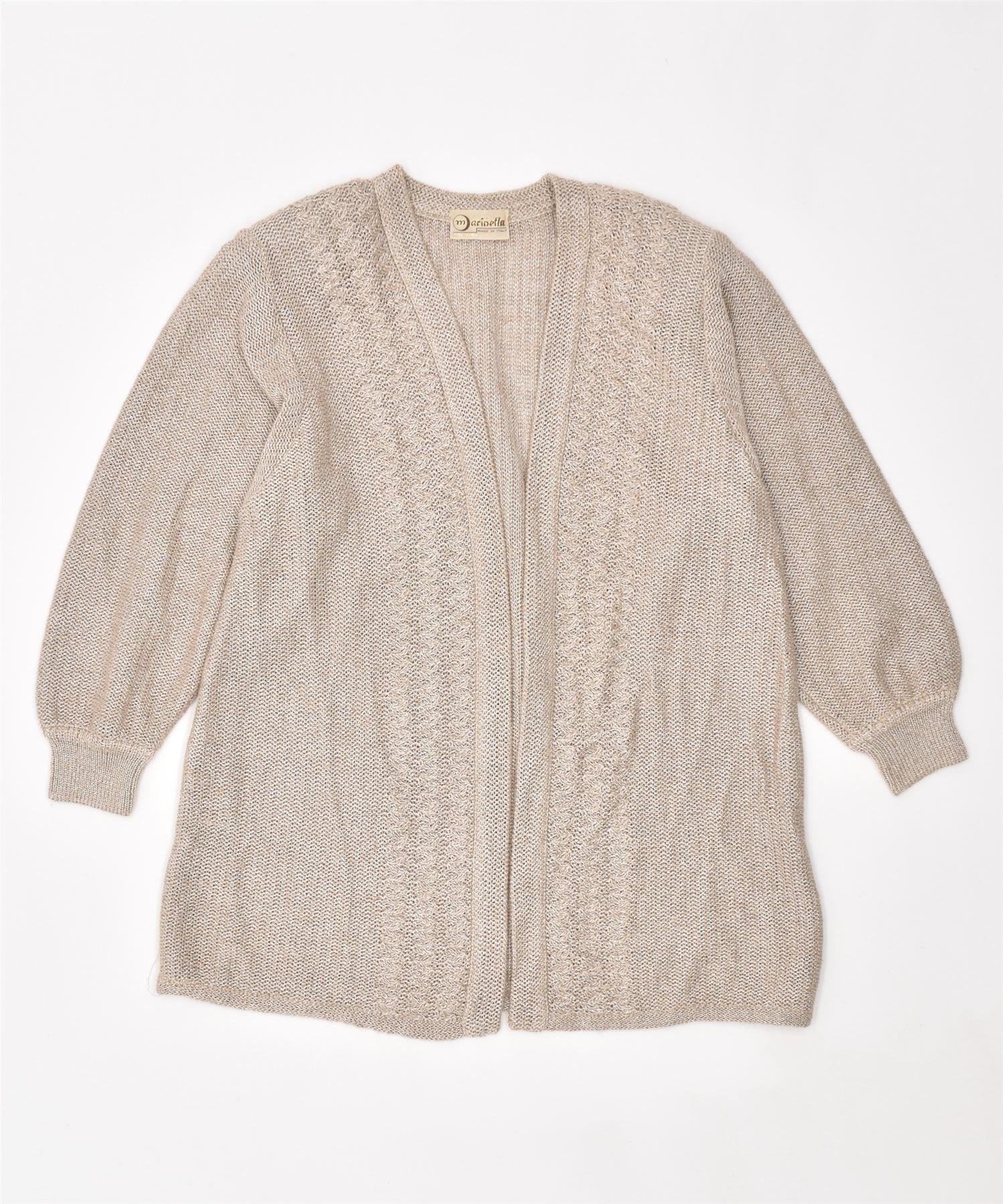 Image of MARINELLA Womens Cardigan Sweater UK 12 Medium Beige Vintage