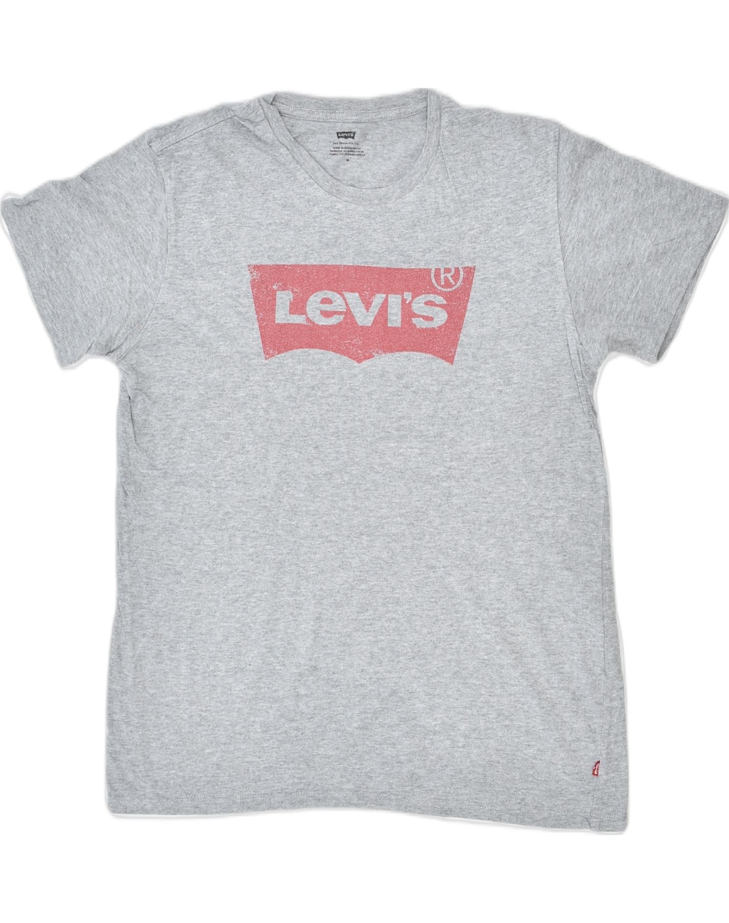 Image of LEVI'S Mens Graphic T-Shirt Top Medium Grey Cotton