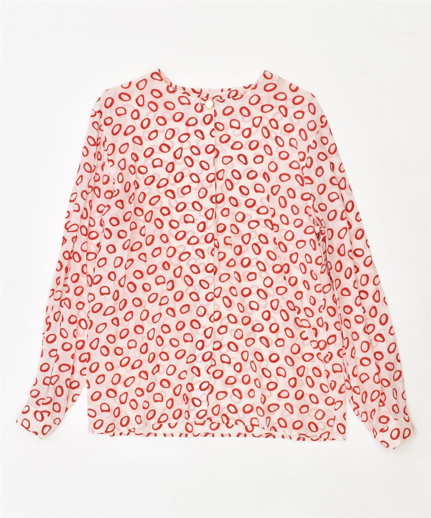 image of DIANA BENTALL'S Womens Shirt Blouse IT 46 Large Red Spotted Acetate Vintage