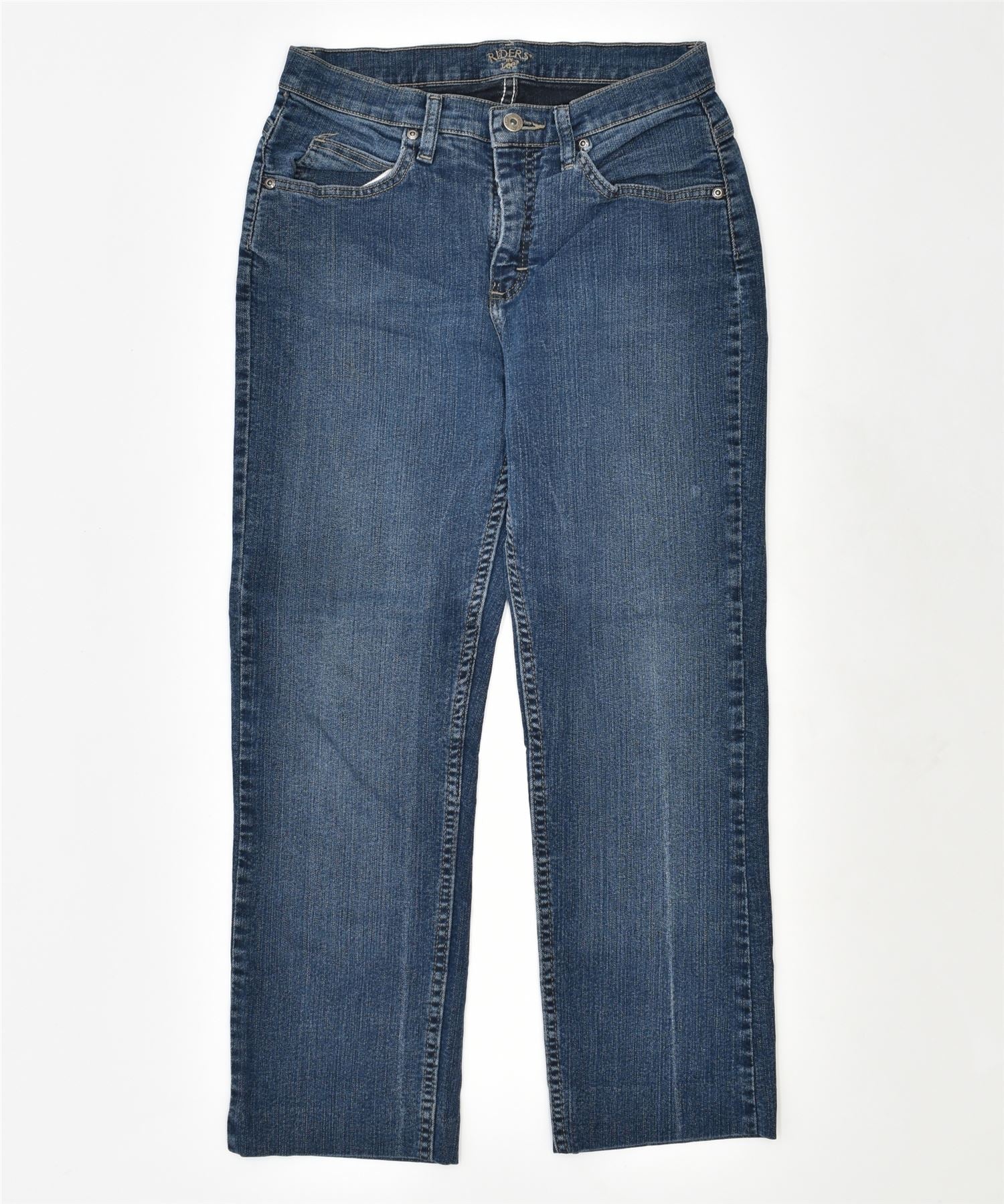 Image of LEE Womens Riders Straight Jeans UK 8 Small W26 L24 Blue Cotton