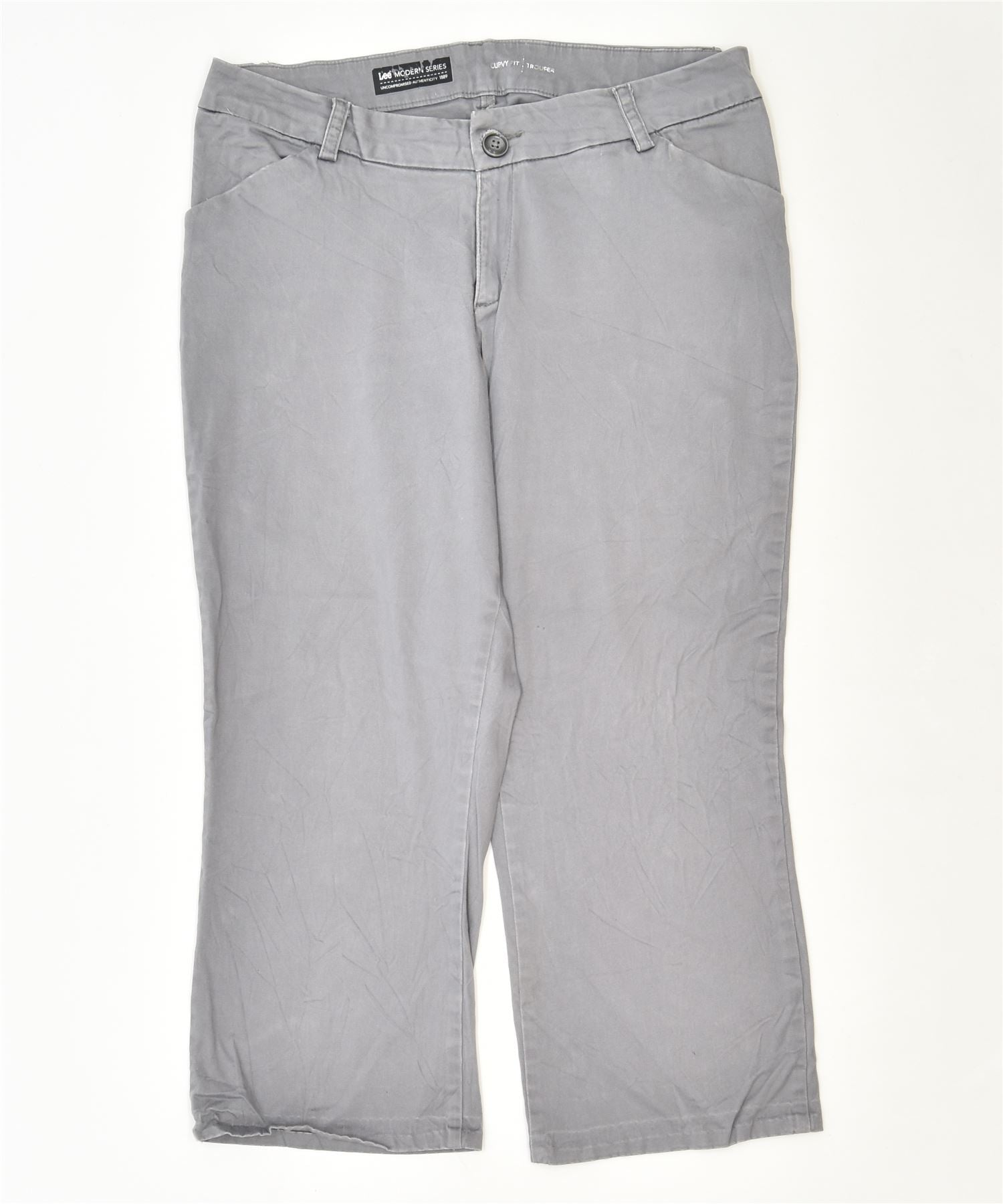 image of LEE Womens Curvy Capri Trousers W36 L25 Grey Cotton Classic