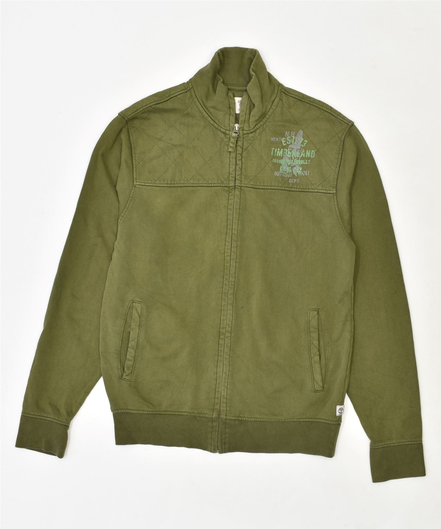 image of TIMBERLAND Mens Regular Fit Tracksuit Top Jacket Small Green Cotton