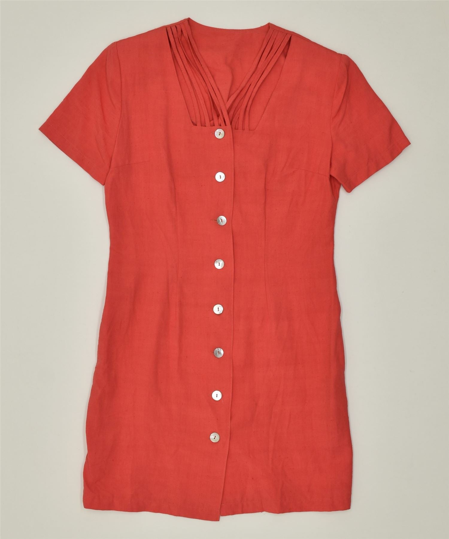 image of VINTAGE Womens Shirt Dress UK 12 Medium Red Viscose