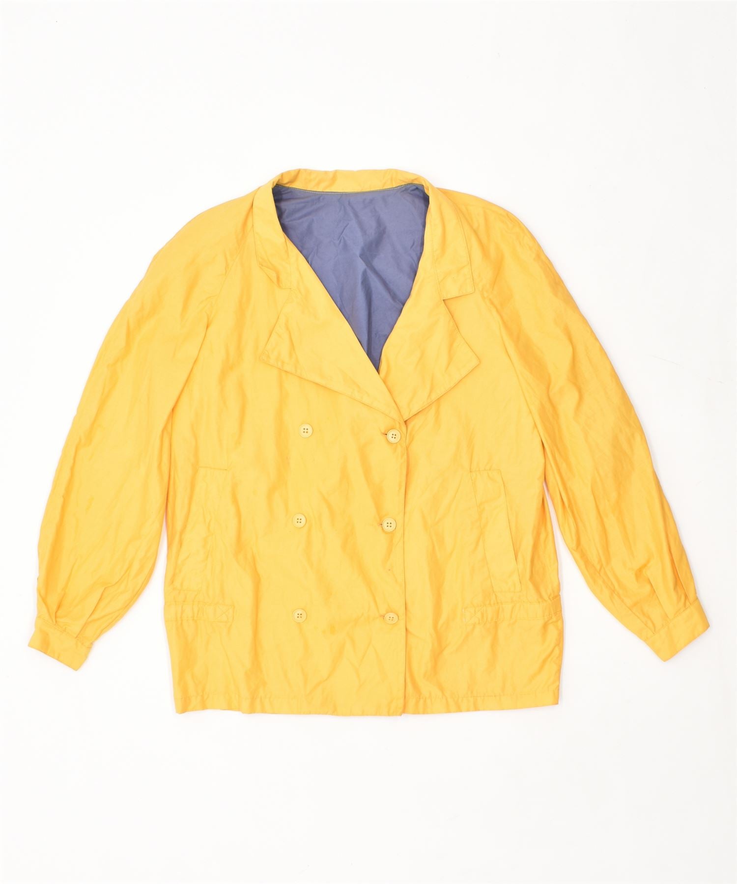 image of VINTAGE Womens Double Breasted Overcoat UK 16 Large Yellow