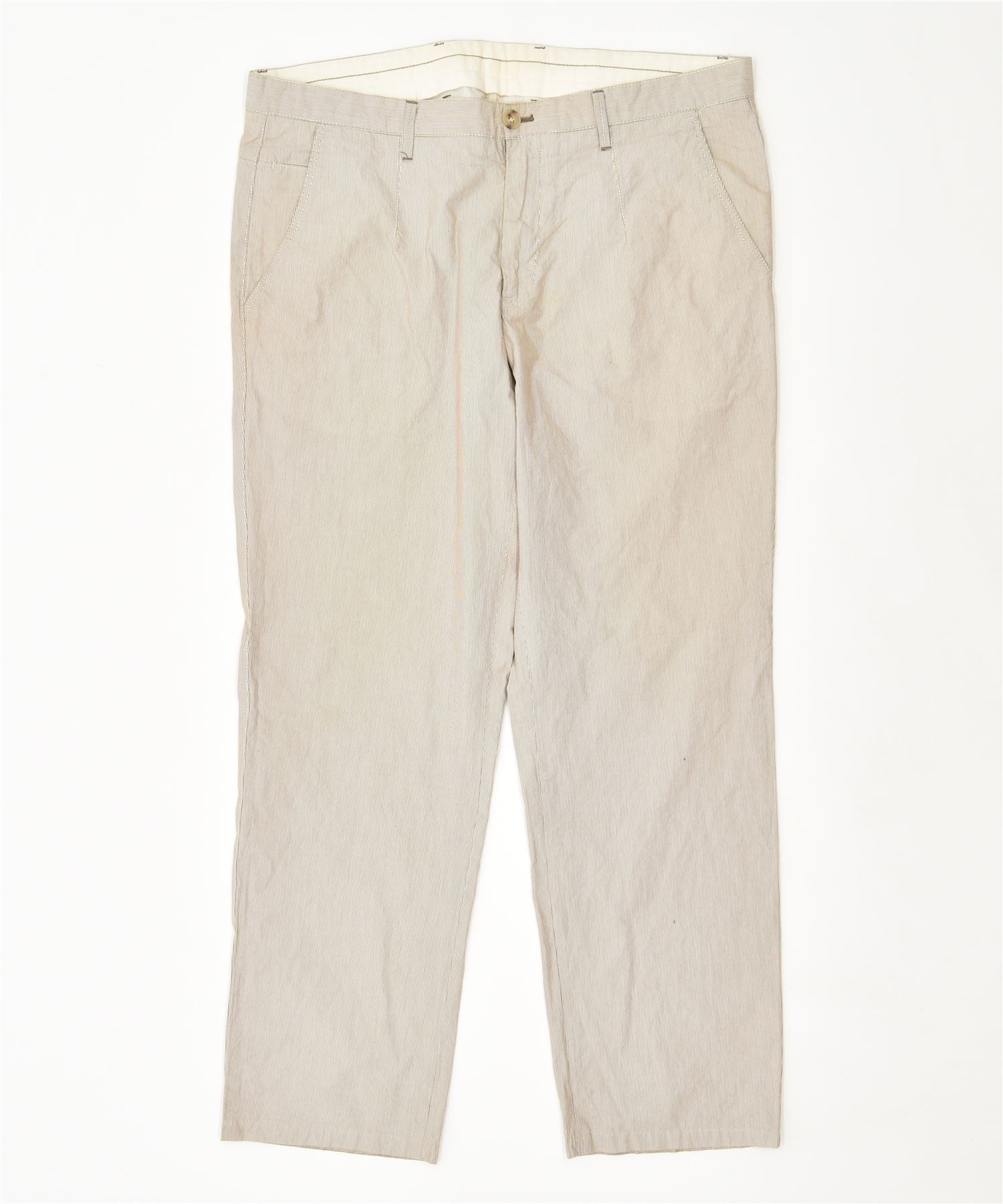 Image of MASSIMO DUTTI Womens Straight Chino Trousers IT 46 Large W36 L30 Beige