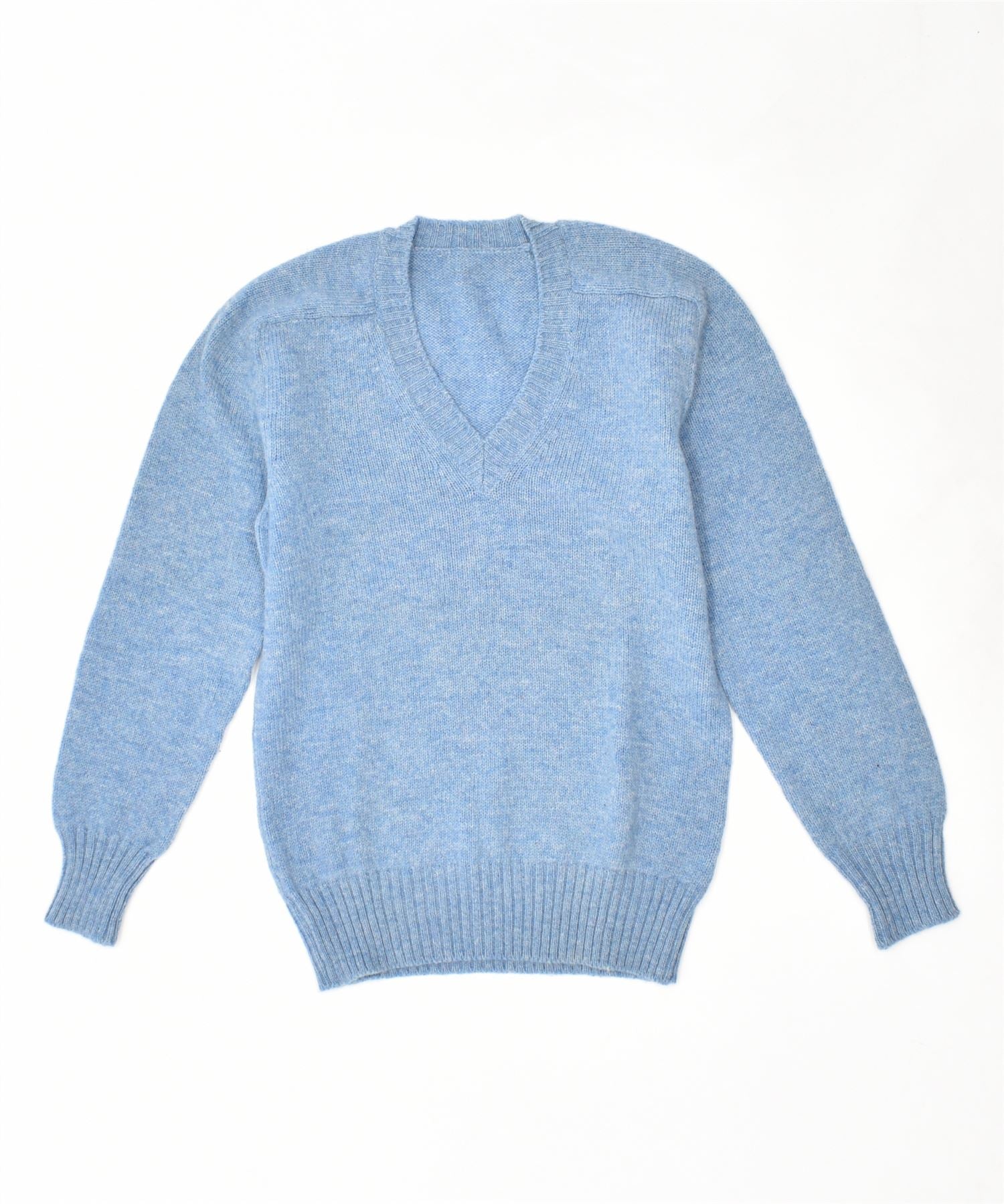 image of VINTAGE Womens V-Neck Jumper Sweater UK 12 Medium Blue