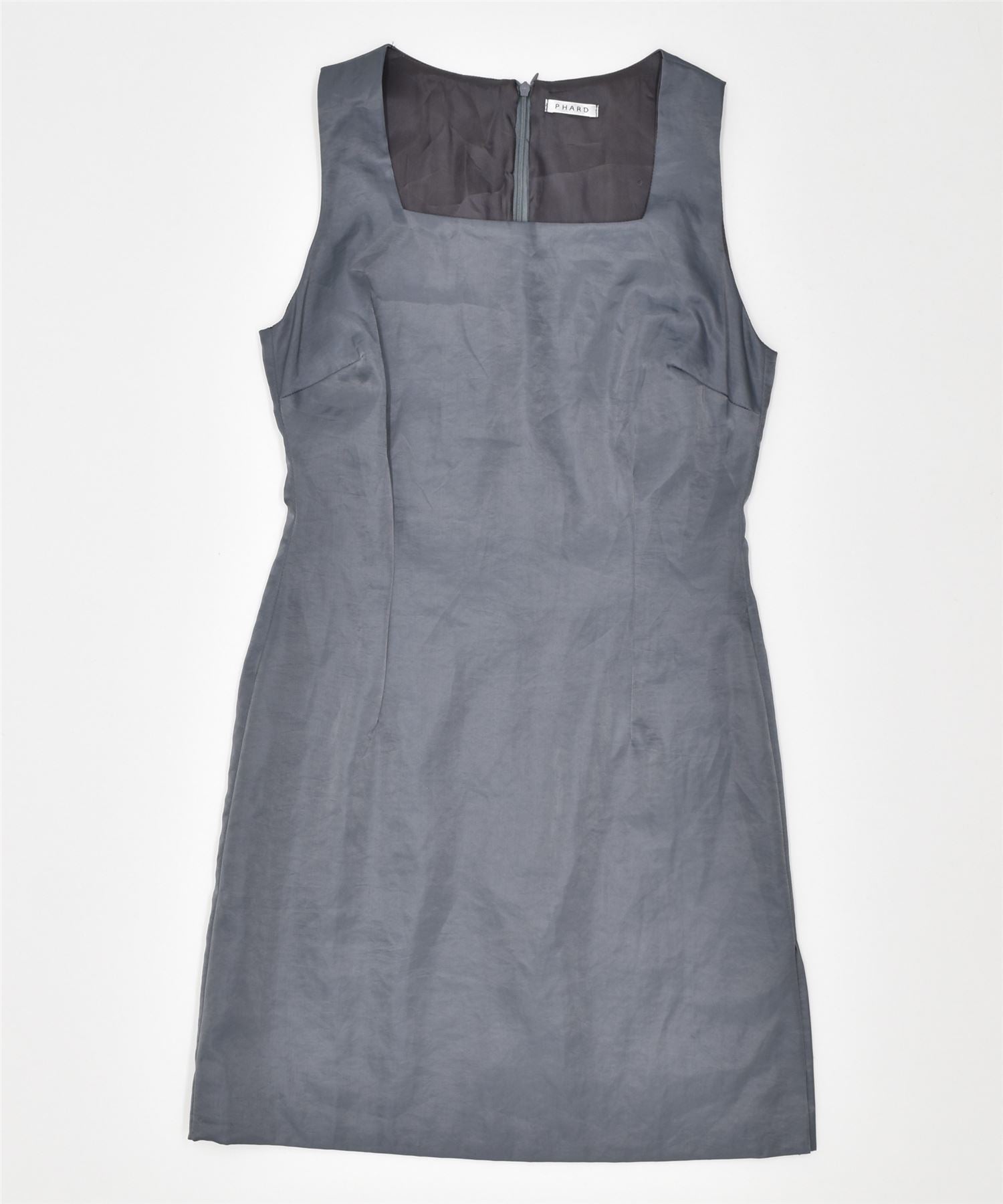 Image of PHARD Womens Sleeveless Sheath Dress UK 12 Medium Grey Polyester Vintage