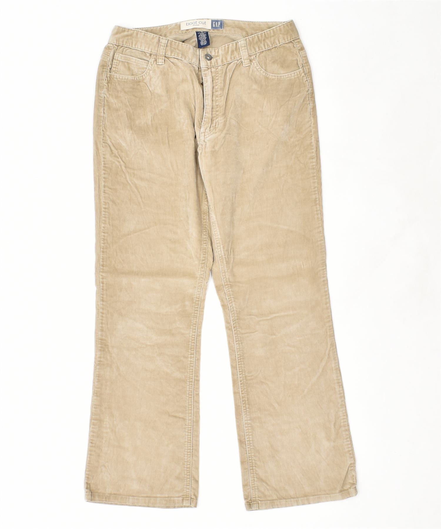 image of GAP Womens High Waist Bootcut Corduroy Trousers US 10 Large W30 L29 Beige