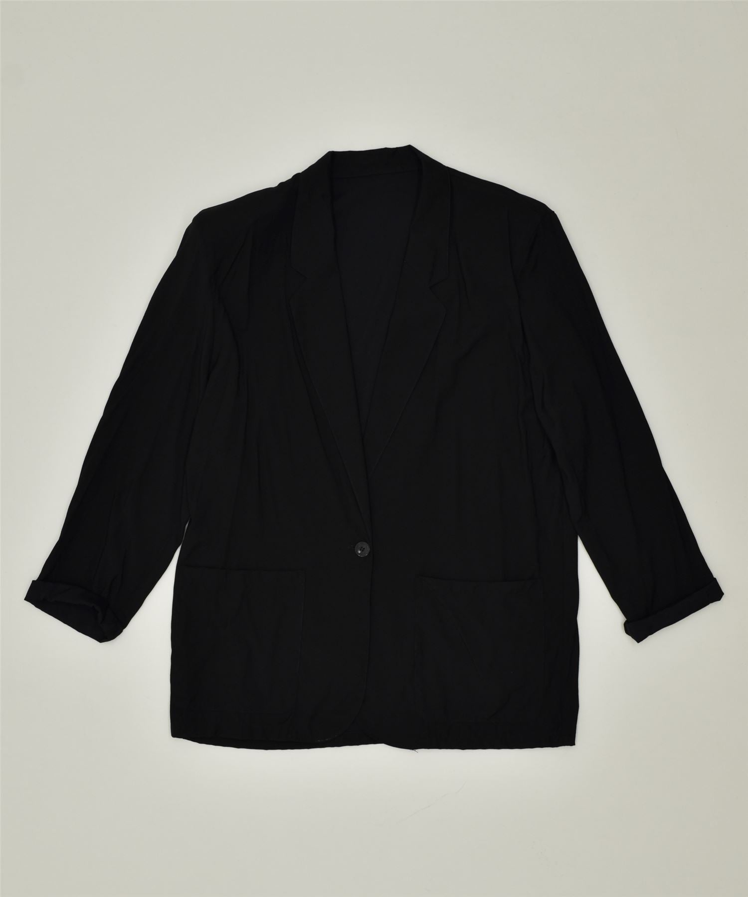 Image of VINTAGE Womens 1 Button Blazer Jacket UK 12 Medium Black Viscose