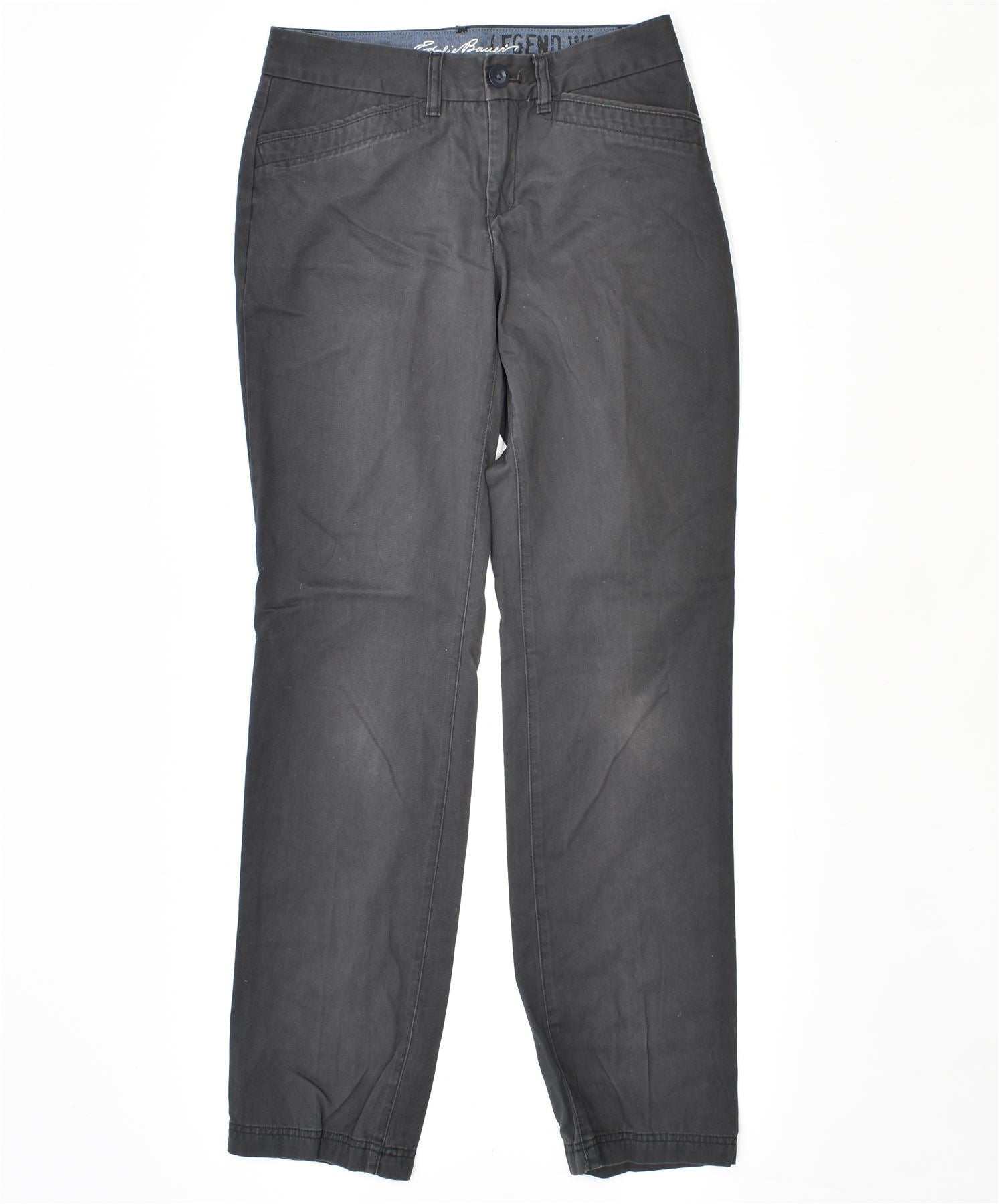 image of EDDIE BAUER Womens Slim Casual Trousers W28 L32 Grey Cotton