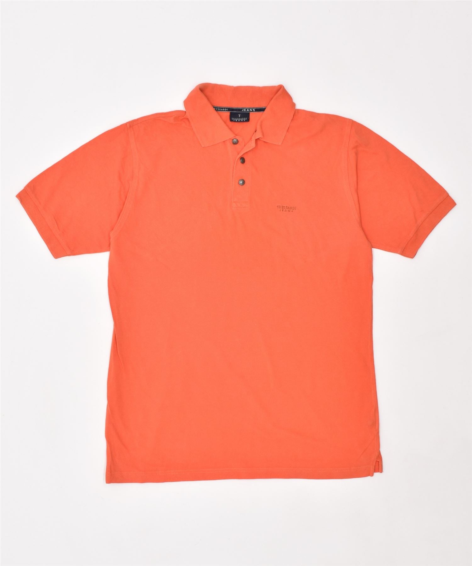 Image of TRUSSARDI Mens Polo Shirt Medium Orange Cotton