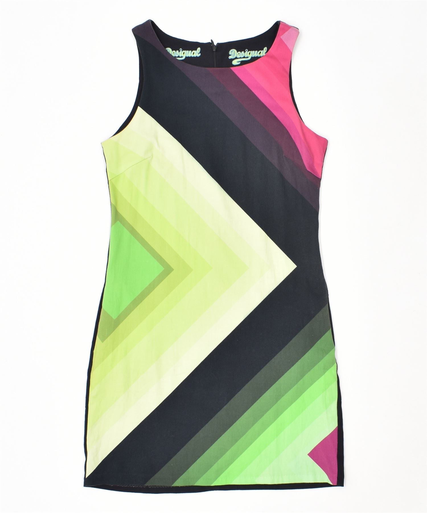 image of DESIGUAL Womens Sheath Dress IT 40 Small Multicoloured Geometric Cotton