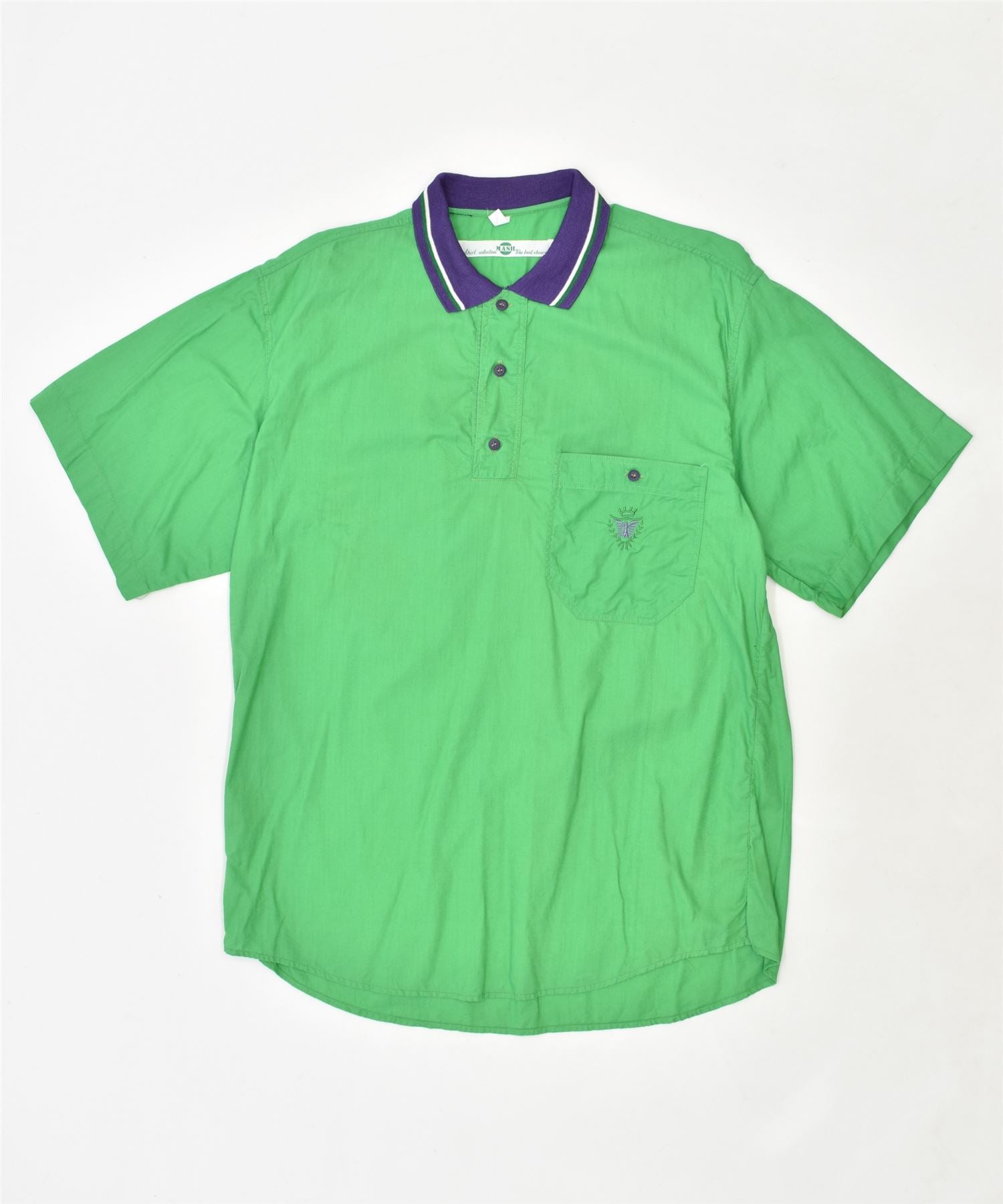 image of MASH Mens Polo Shirt Medium Green Vintage