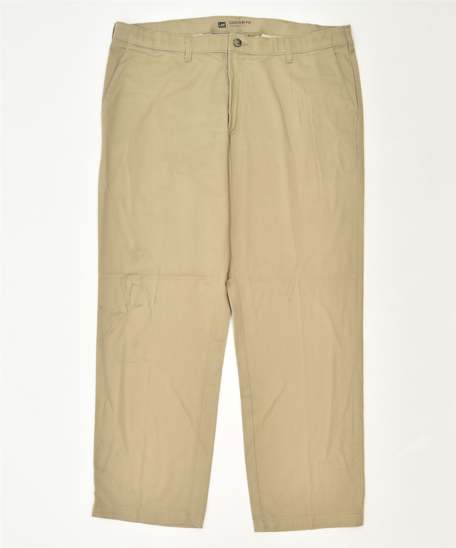 image of LEE Womens Straight Chino Trousers W42 L32 Beige Cotton Classic