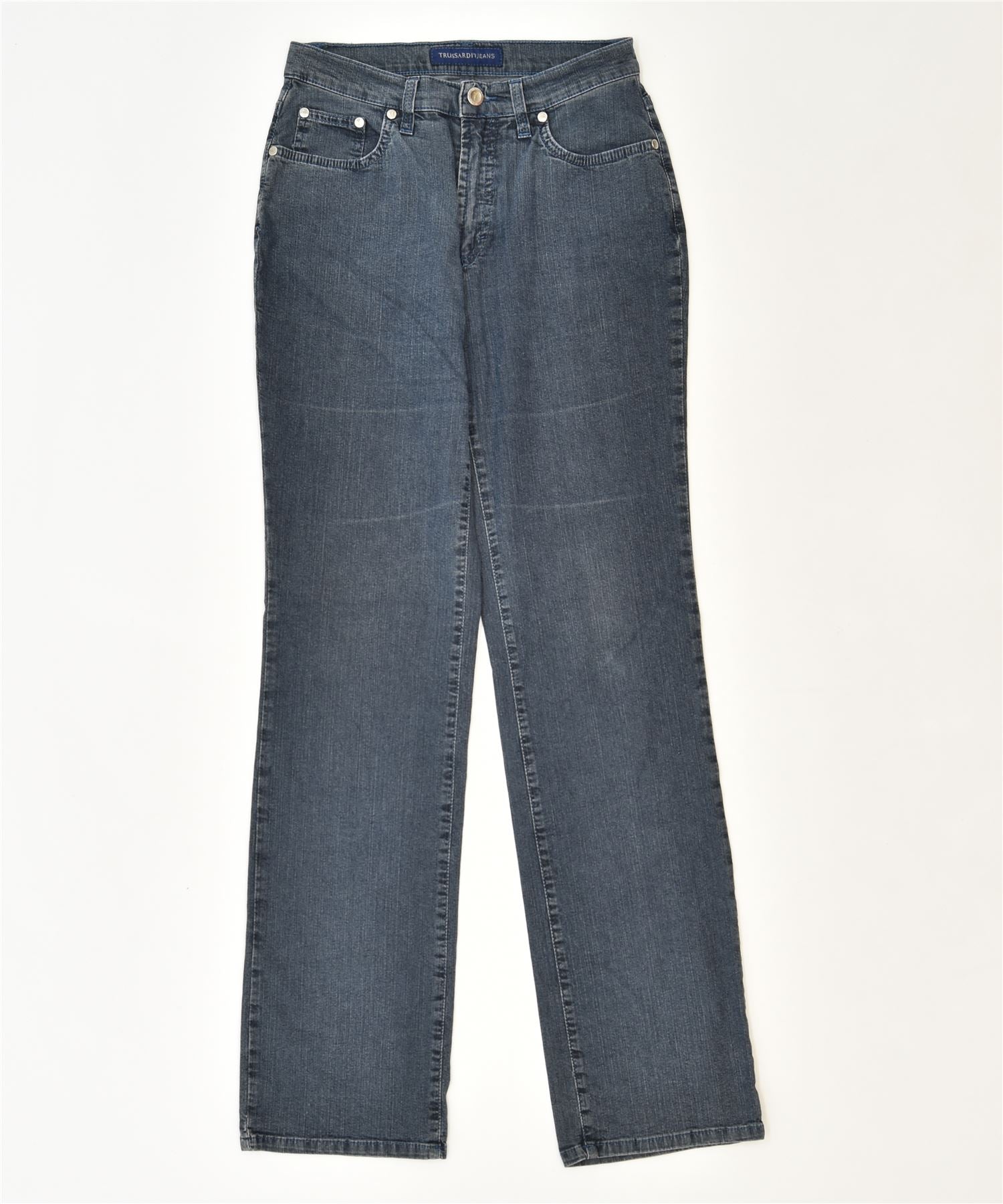 image of TRUSSARDI Womens Straight Jeans W28 L32 Blue Cotton Classic