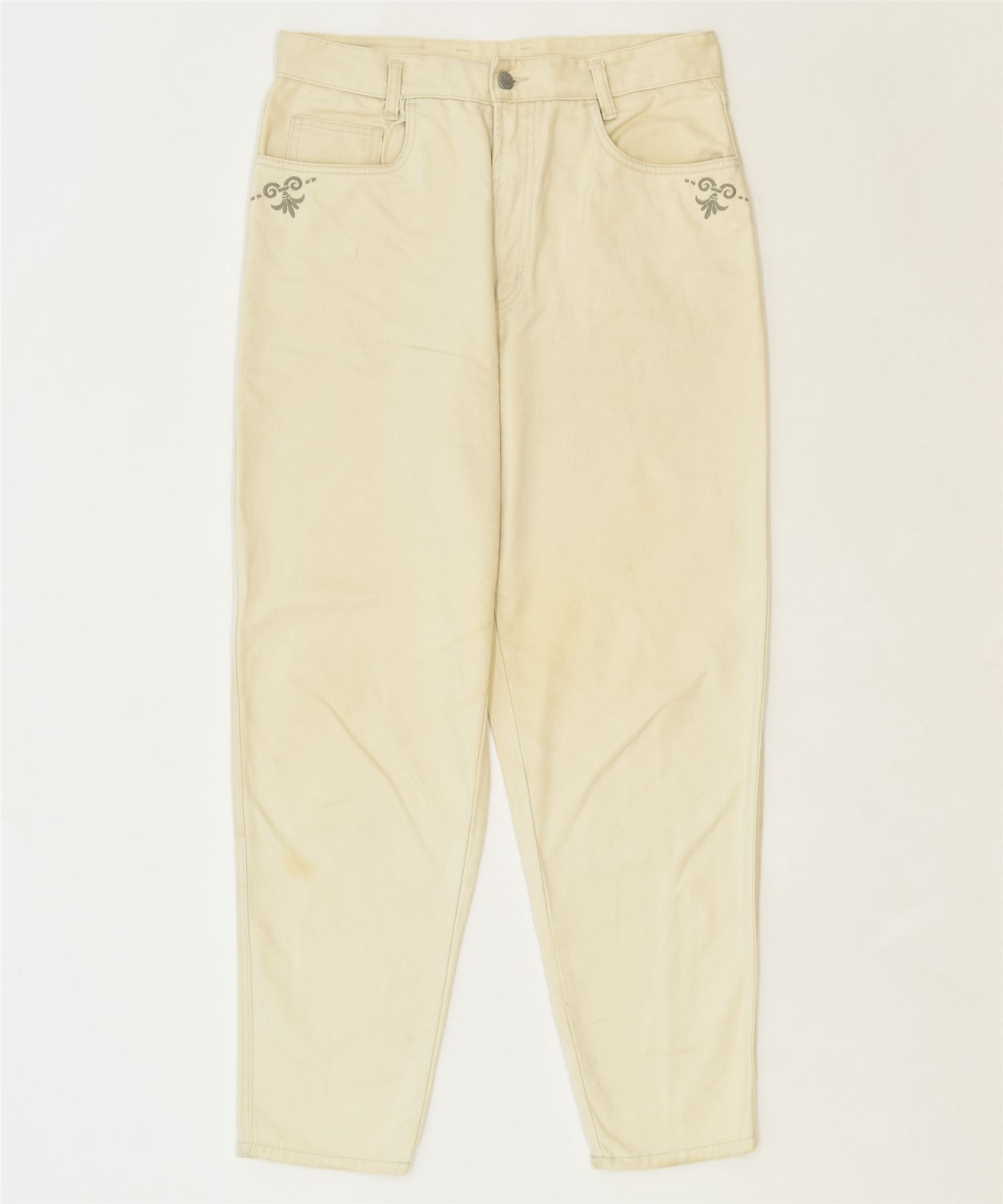 image of ANJA B. Womens Tapered Casual Trousers IT 42 Medium W32 L30 Beige