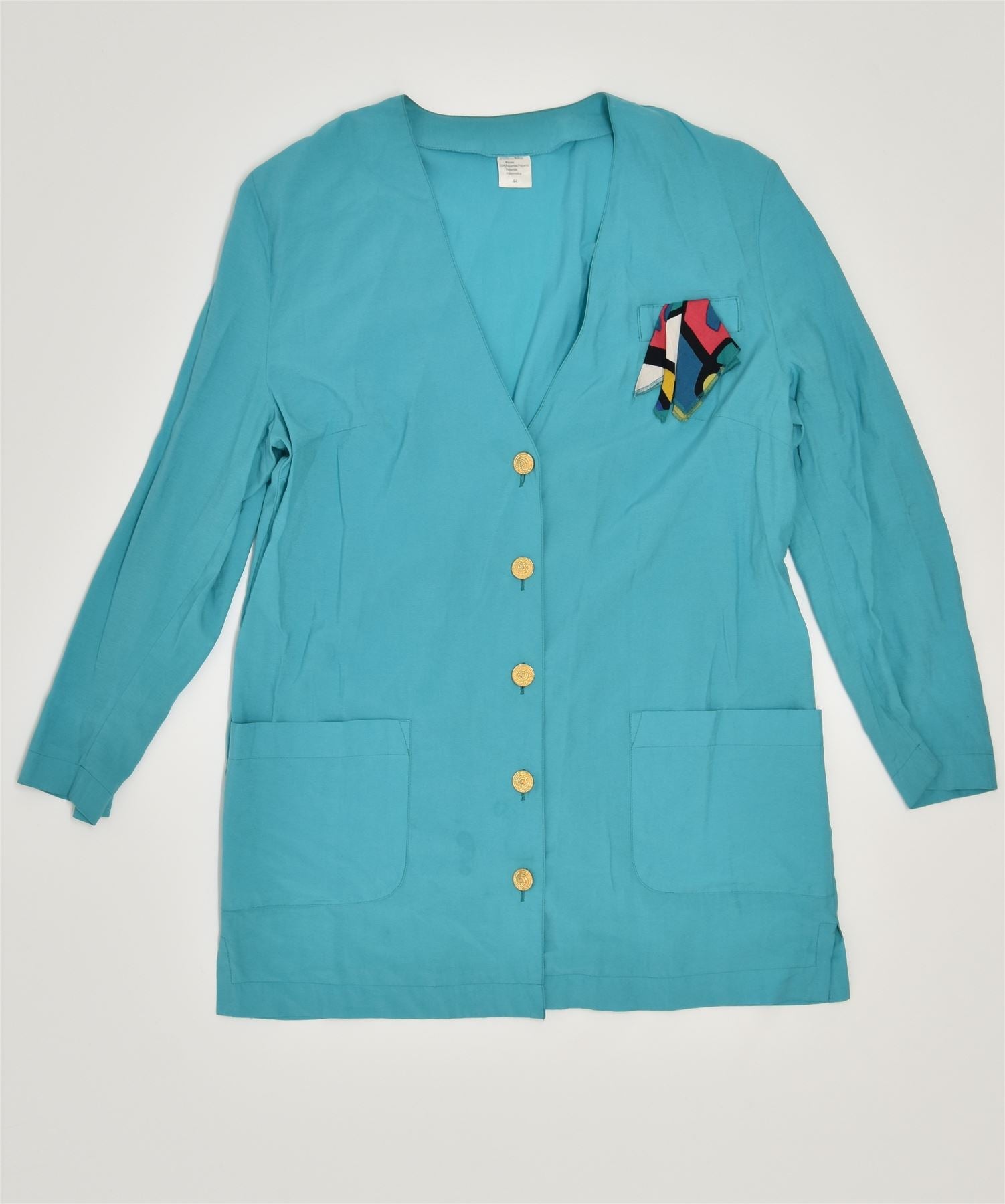 Image of VINTAGE Womens 5 Button Blazer Jacket EU 44 Large Turquoise