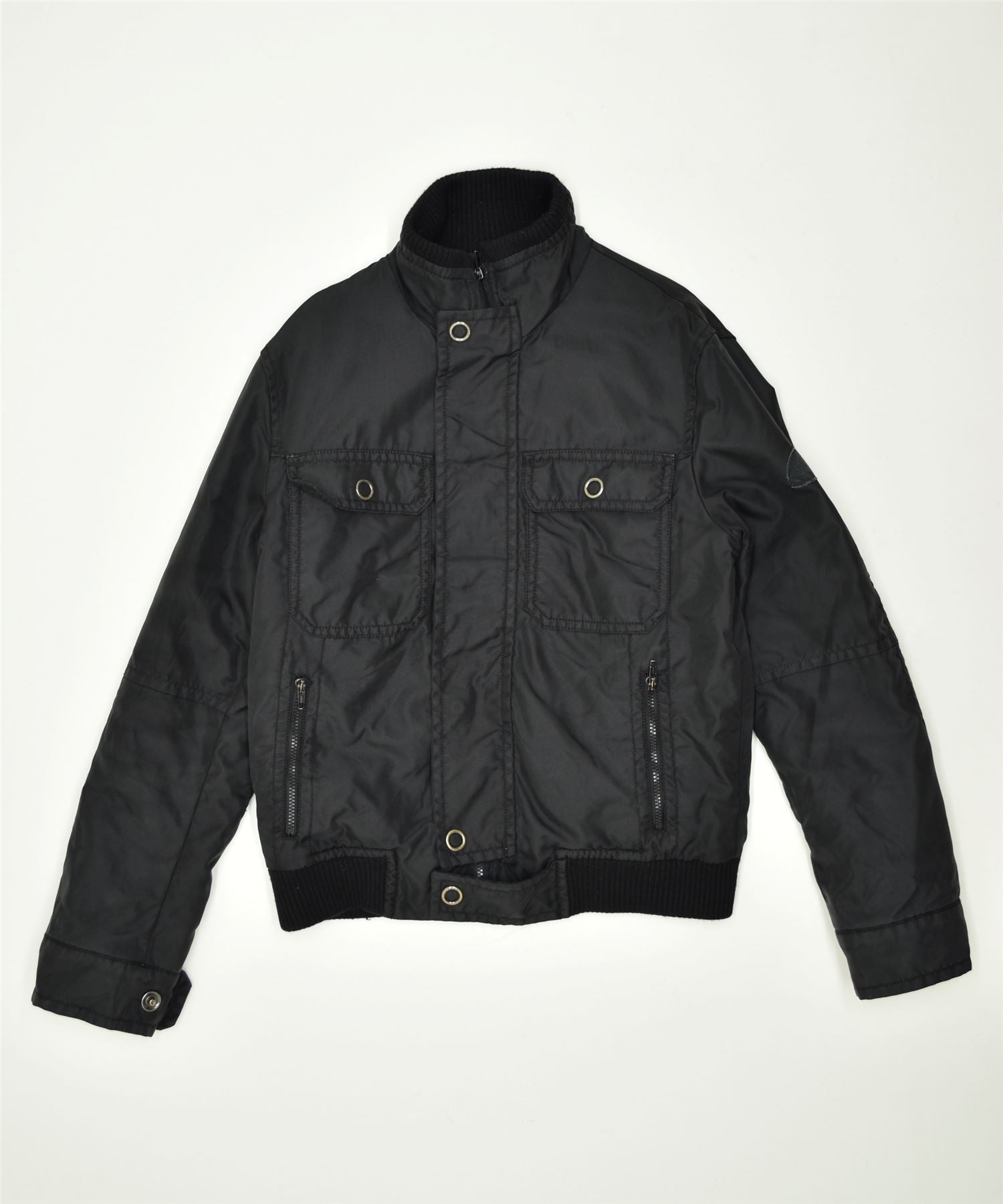 Image of TRUSSARDI Mens Bomber Jacket IT 50 Large Black Nylon