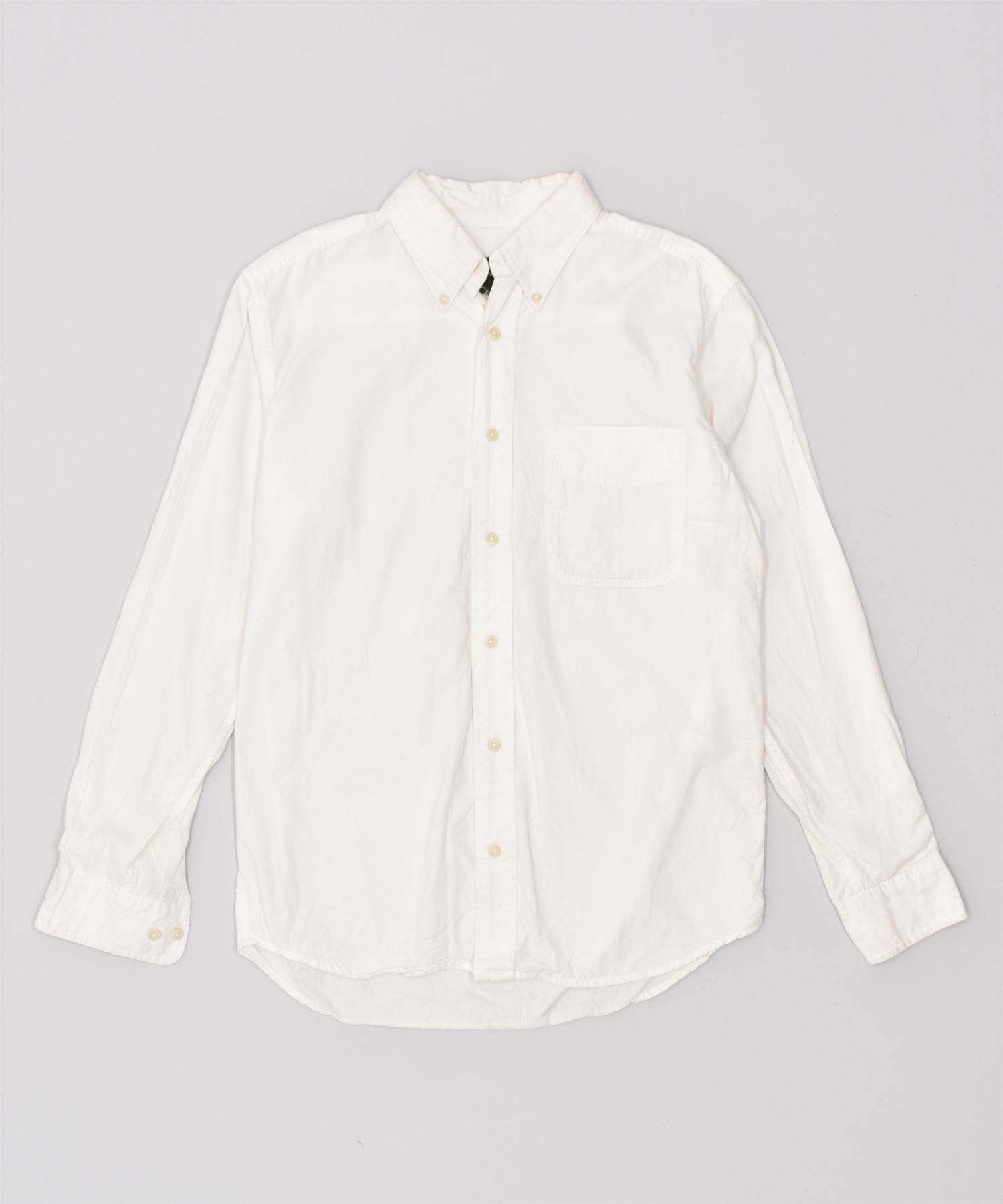 image of EDDIE BAUER Mens Relaxed Fit Shirt Small White Cotton