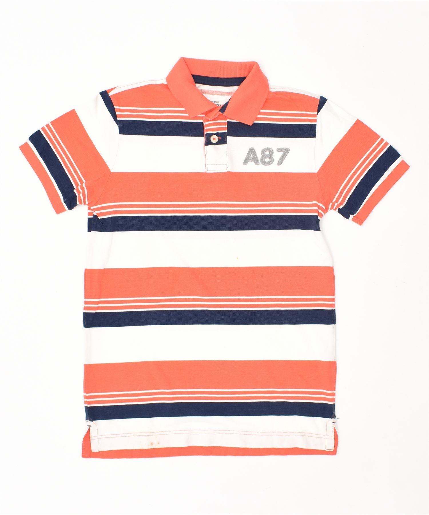 Image of AEROPOSTALE Mens Polo Shirt Small Orange Striped Cotton