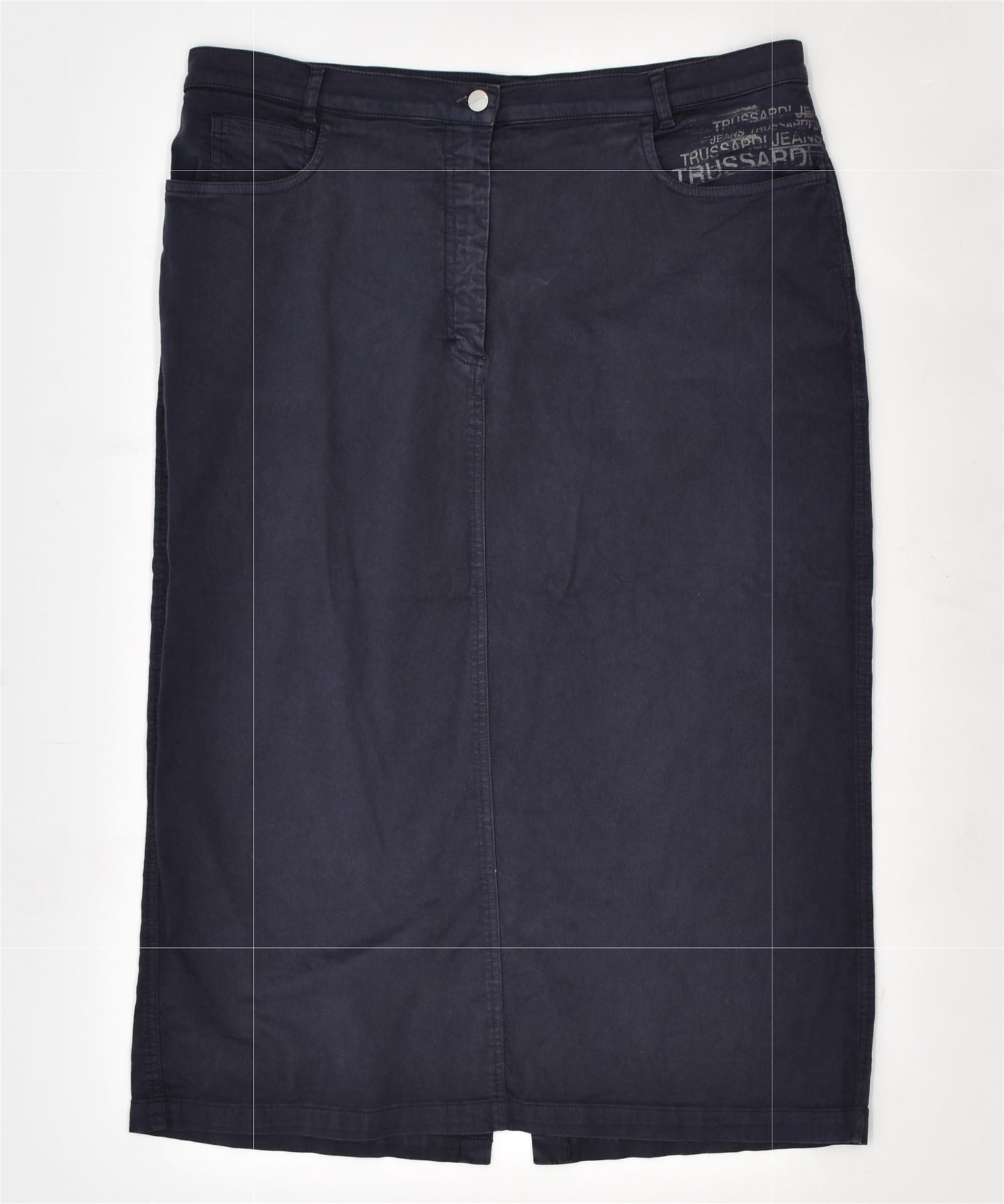 Image of TRUSSARDI Womens Straight Skirt W34 Large Navy Blue