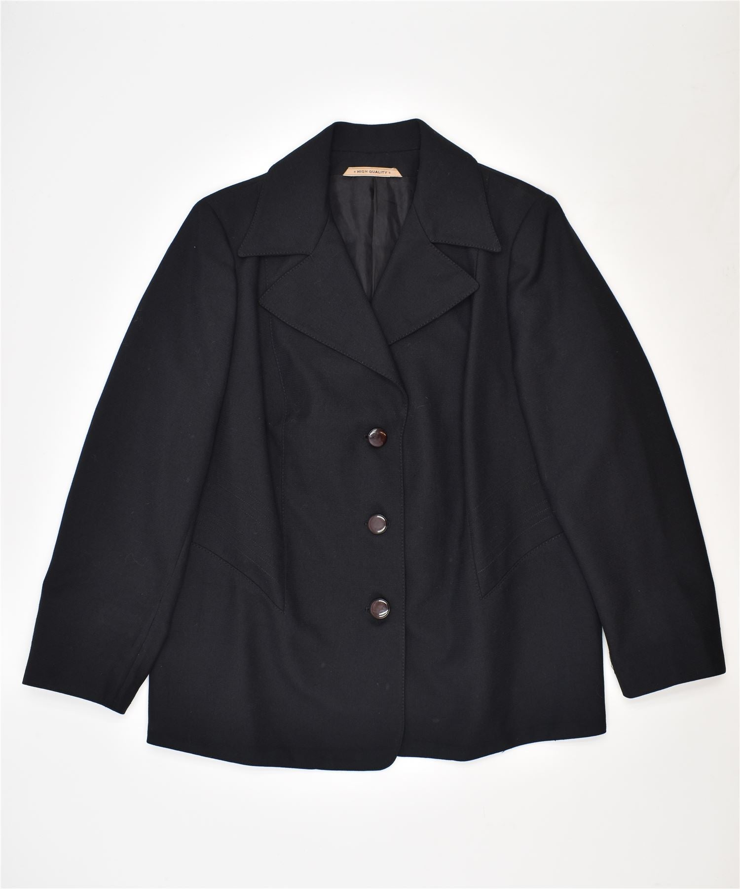 image of VINTAGE Womens 3/4 Sleeve Blazer Jacket UK 16 Large Black