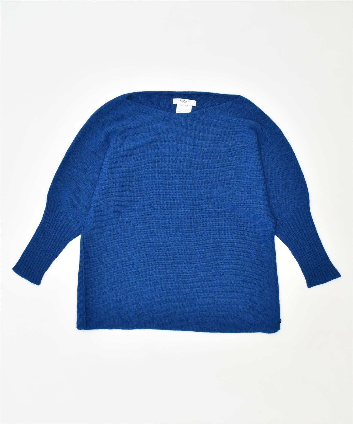 image of REPLAY Womens Crew Neck Jumper Sweater UK 14 Medium Blue Acrylic