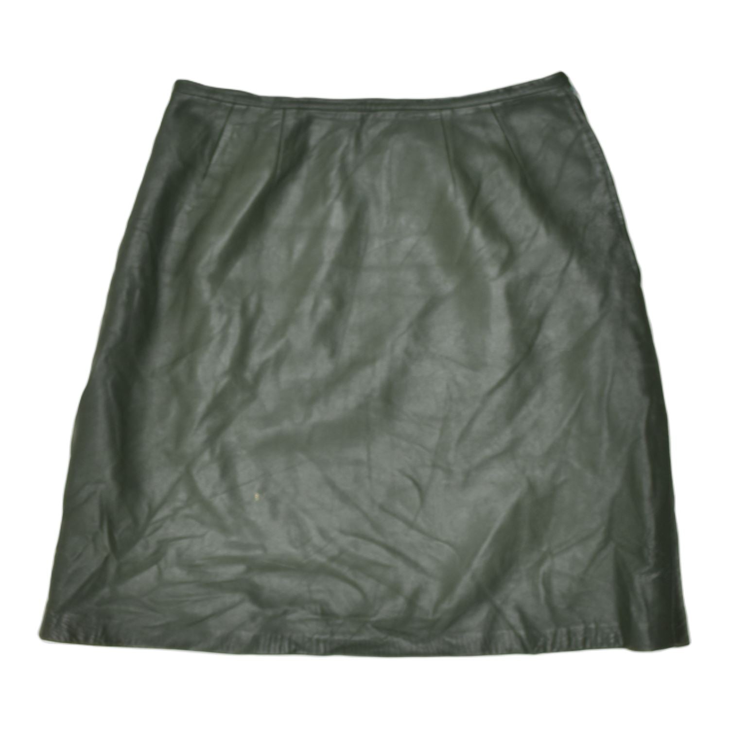 image of VINTAGE Womens Leather A-Line Skirt Small W26 Green