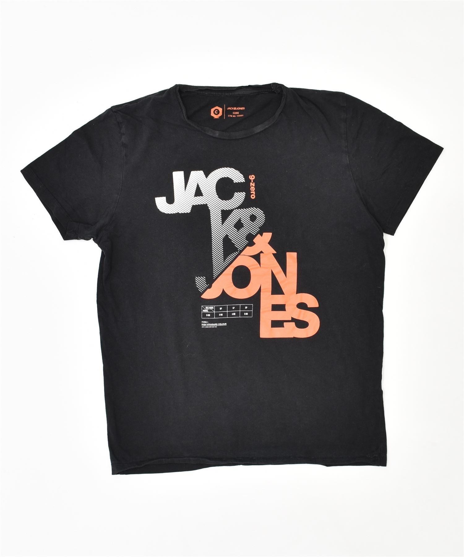 image of JACK & JONES Mens Core Graphic T-Shirt Top Small Black Cotton