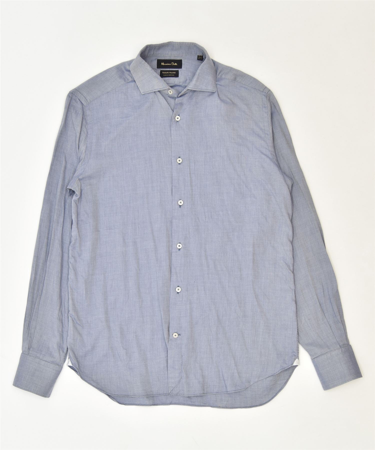 Image of MASSIMO DUTTI Mens Shirt Size 15 1/2 Medium Blue Cotton Classic