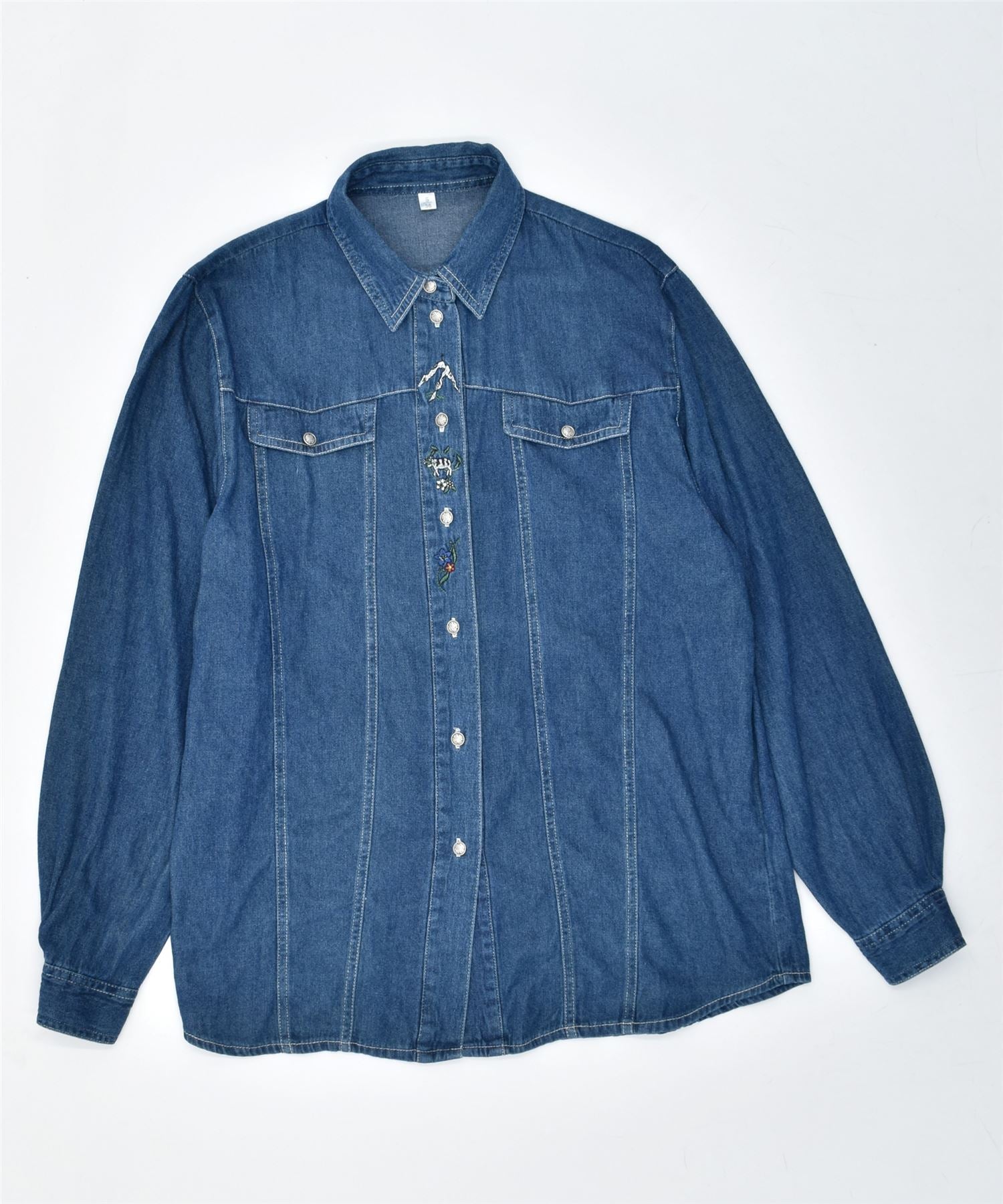 image of VINTAGE Womens Denim Shirt EU 36 Small Blue Cotton