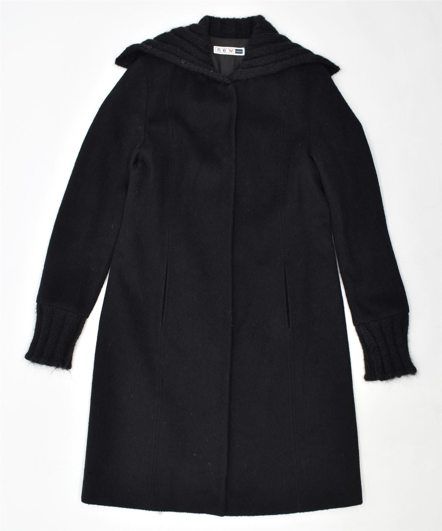 image of NEW PENNY Womens Overcoat IT 46 Large Black Wool Vintage