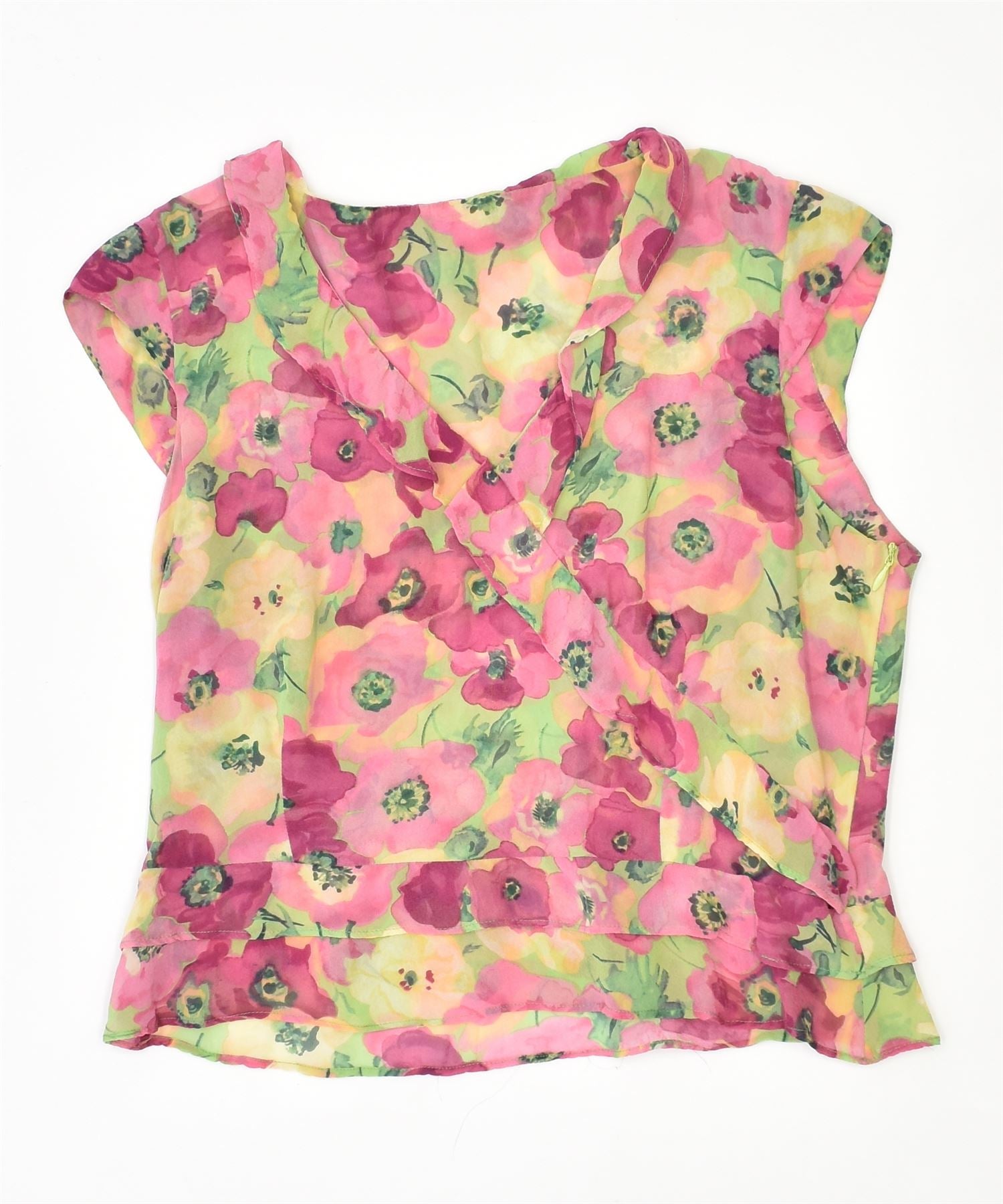 image of VINTAGE Womens Blouse Top UK 10 Small Multicoloured Floral