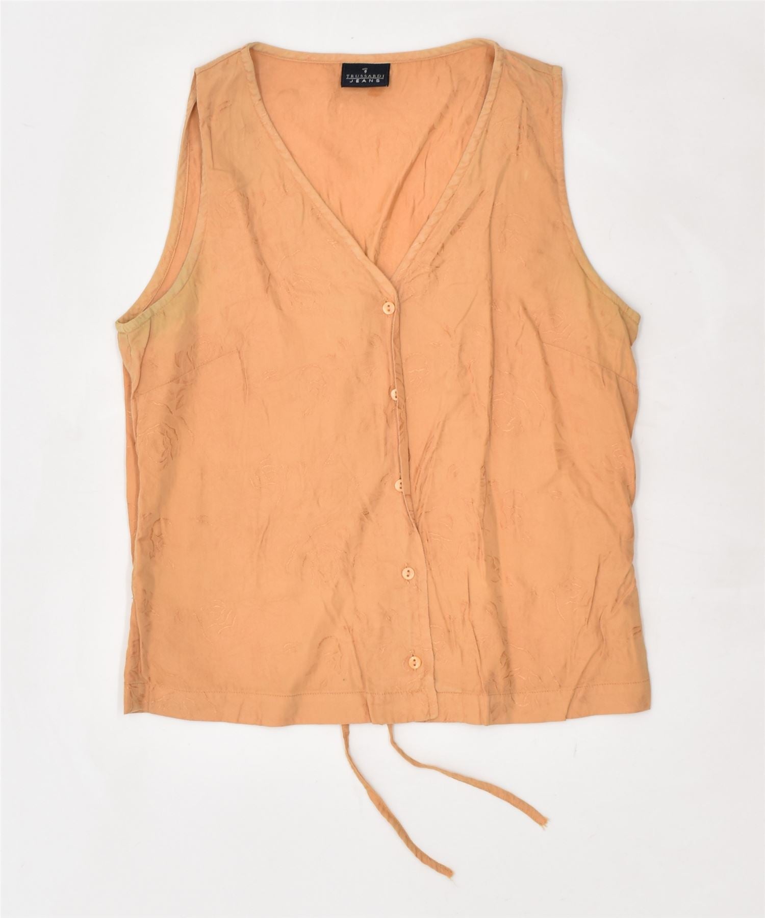 image of TRUSSARDI Womens Sleeveless Shirt UK 10 Small Orange Cotton