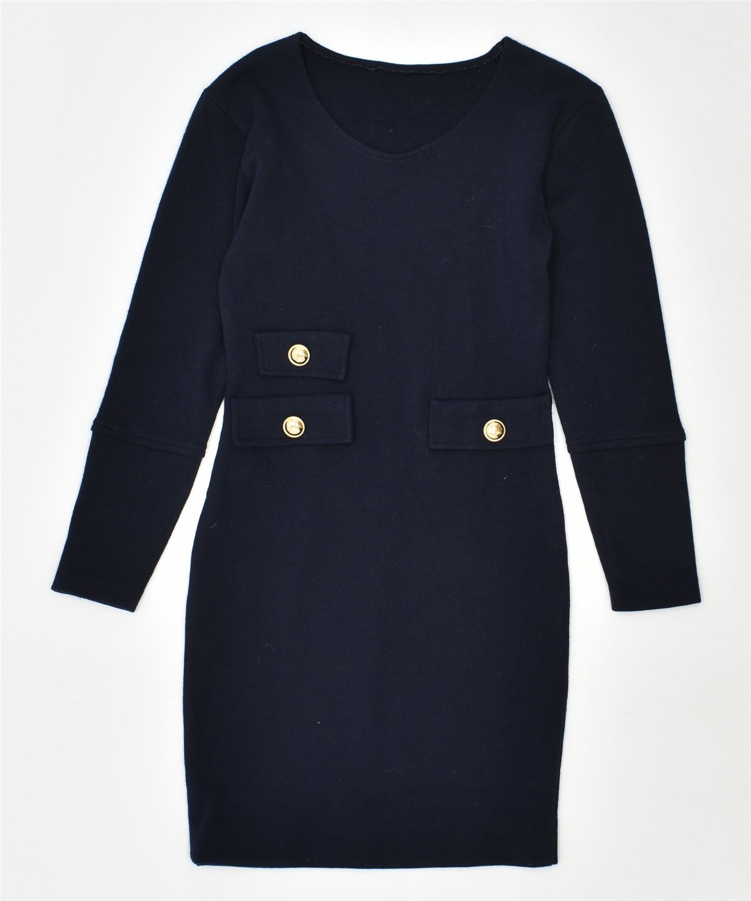 Image of VINTAGE Womens Sheath Dress UK 10 Small Navy Blue