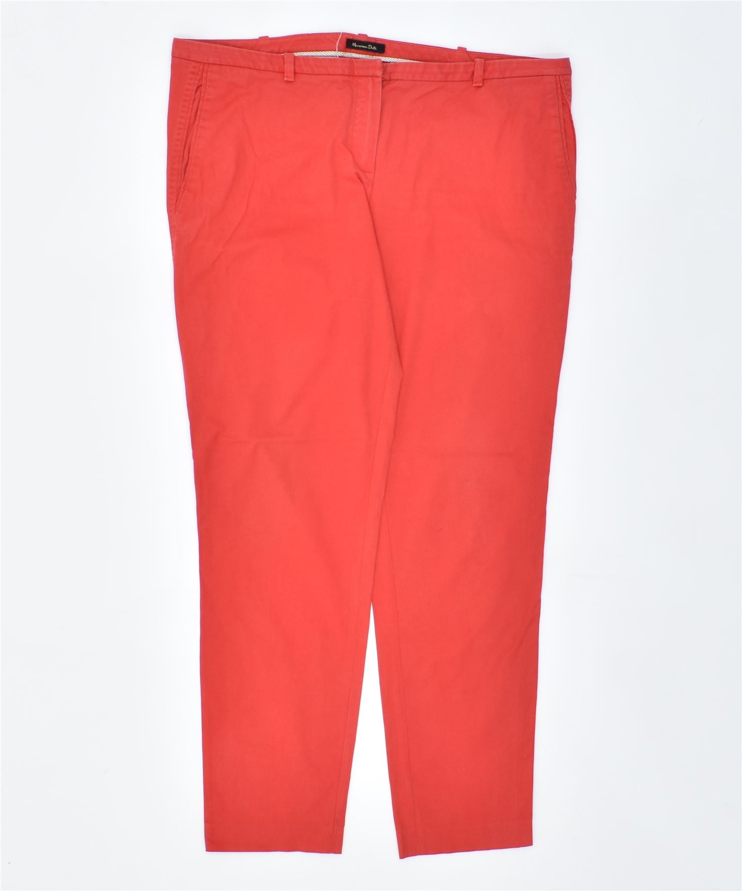 image of MASSIMO DUTTI Womens Straight Chino Trousers US 10 Large W34 L27 Red