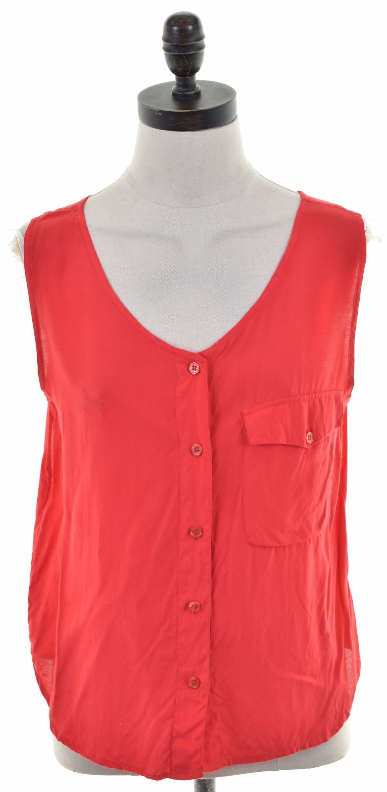 image of DUE ESSE Womens Top Sleeveless UK 16 Large Red Viscose Vintage