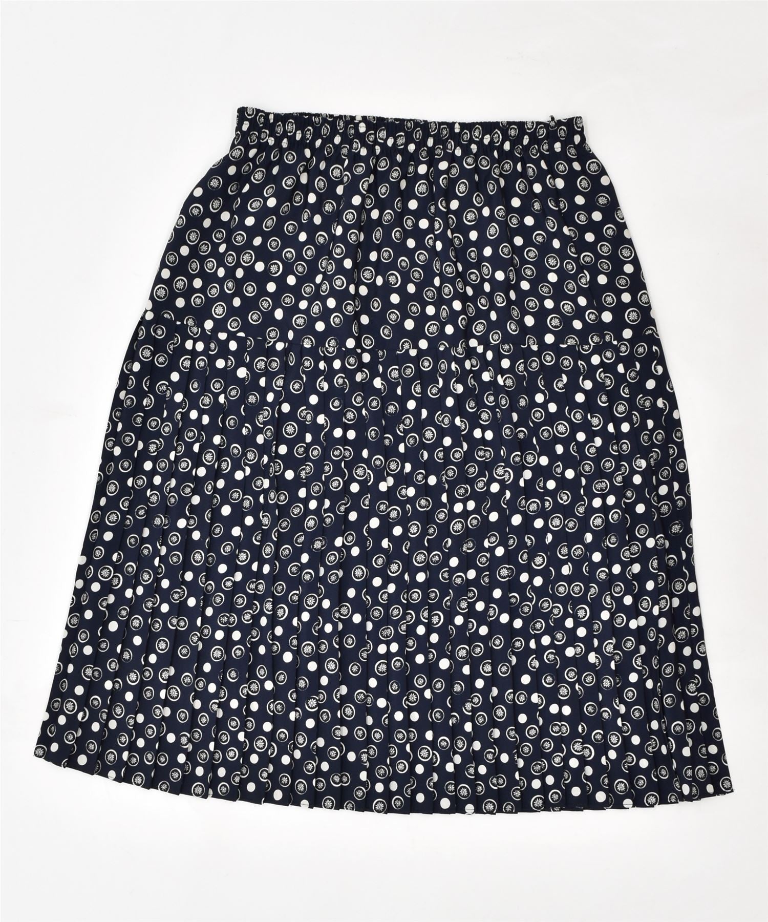 Image of VINTAGE Womens A-Line Skirt Large W34 Navy Blue Spotted