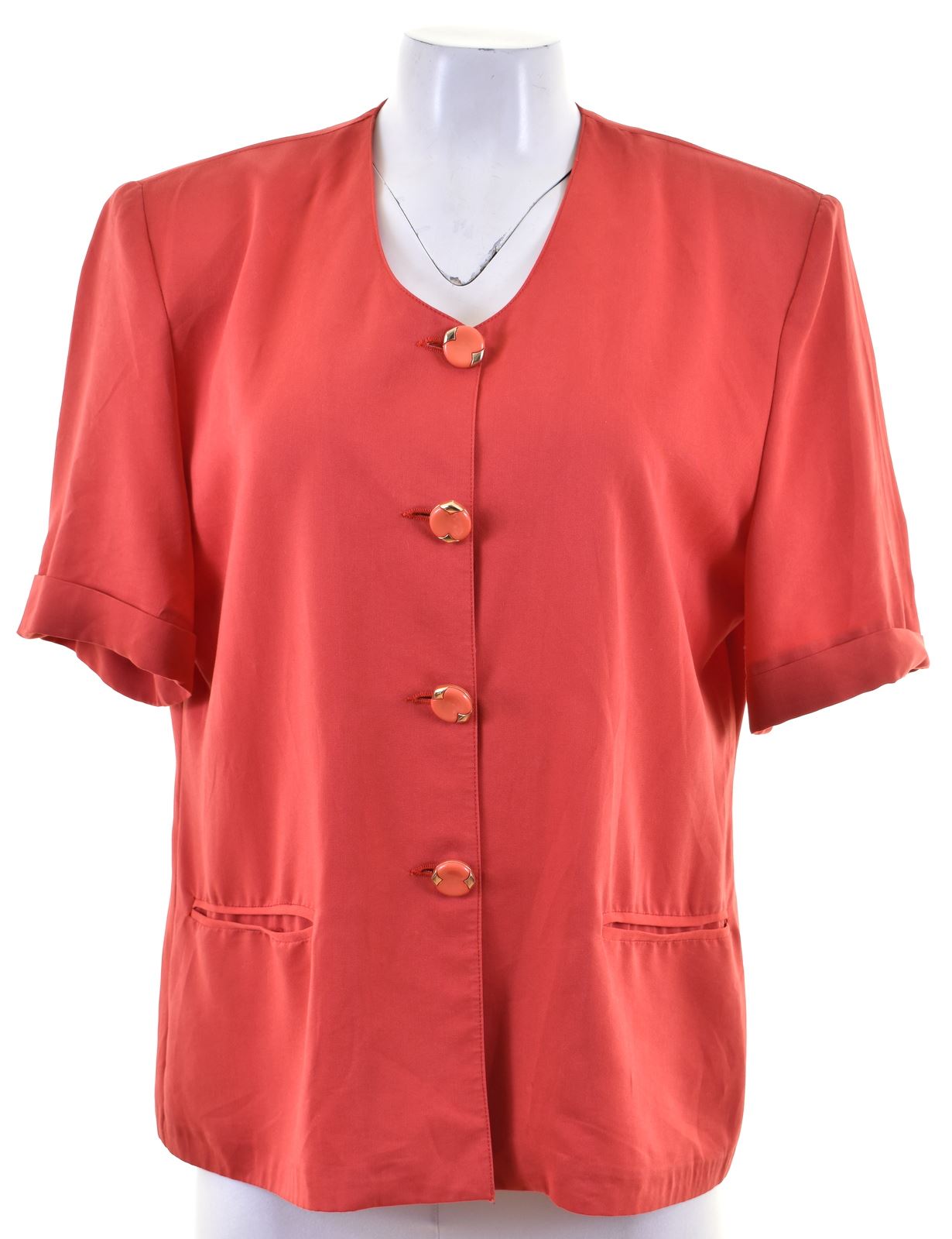 image of ANTONIO CAPASSO Womens 4 Button Blazer Jacket Short Sleeve IT 46 Large Red