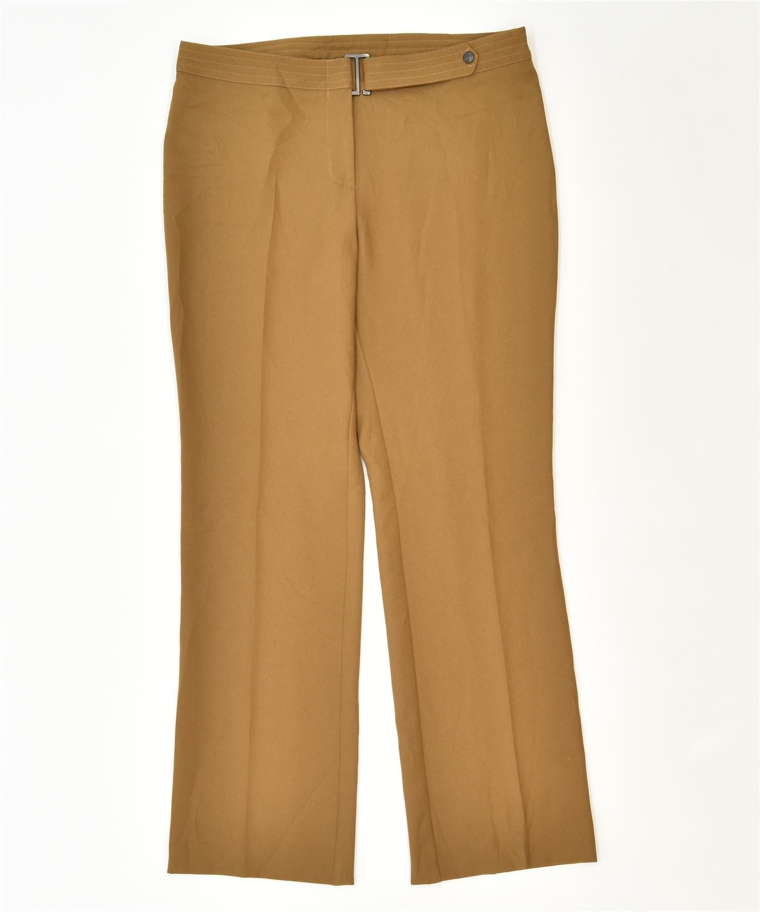 image of SANTI Womens Slim Casual Trousers W34 L30 Khaki Polyester Classic