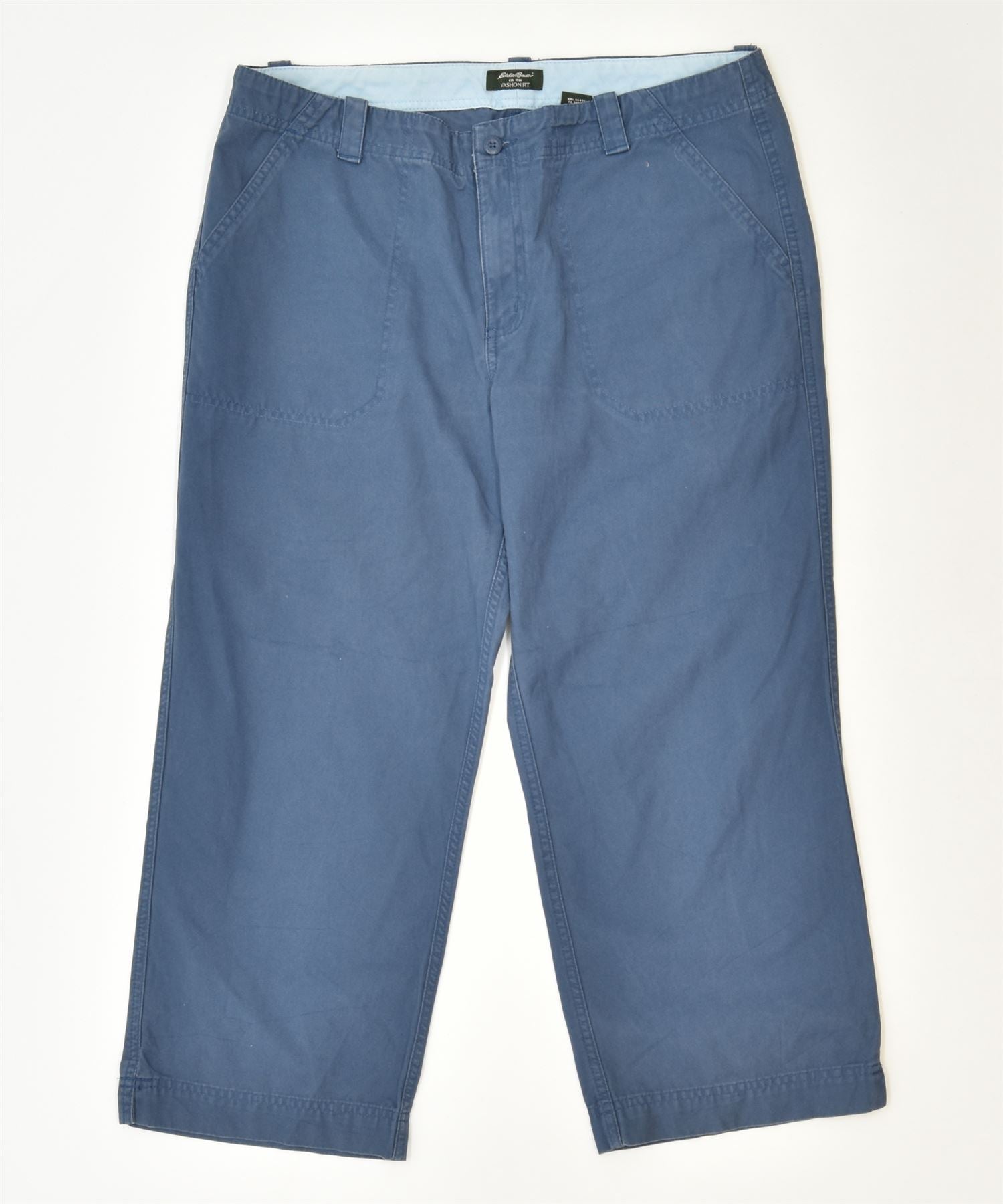 image of EDDIE BAUER Womens Vashon Fit Capri Trousers US 12 XL W34 L24 Blue Cotton